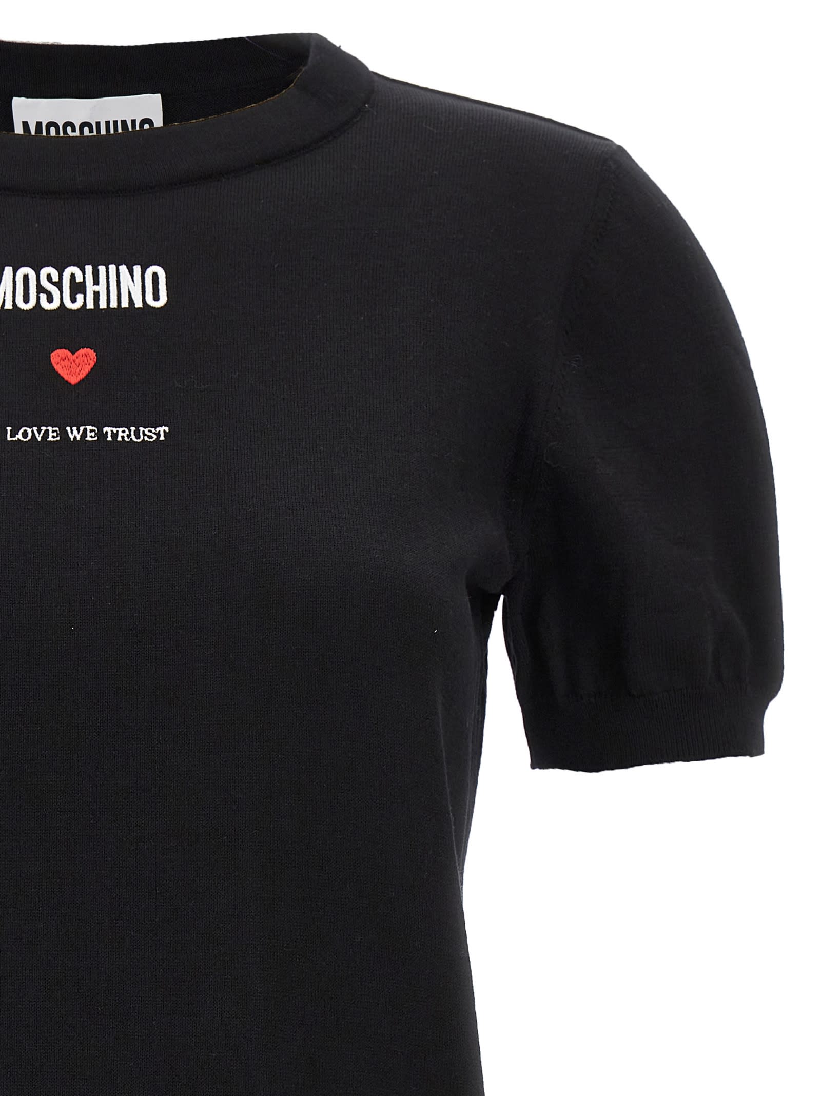 Shop Moschino In Love We Trust Sweater In Black