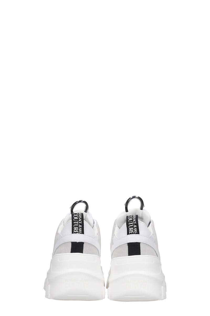 VERSACE JEANS COUTURE SNEAKERS IN WHITE SUEDE AND LEATHER,11207108