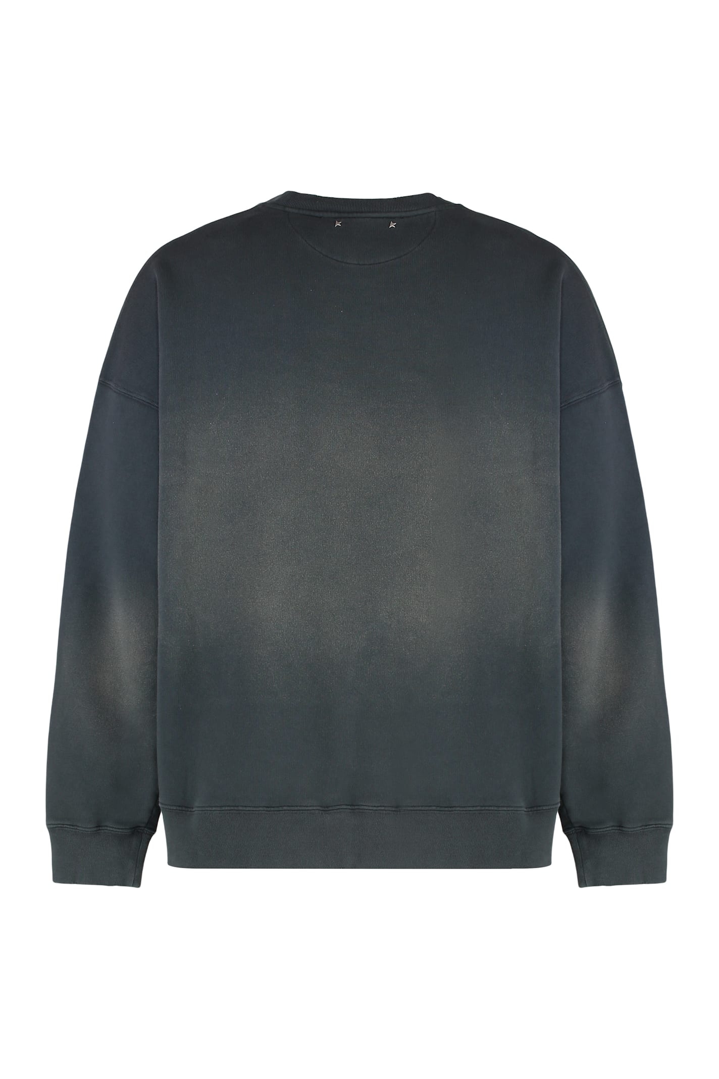 Golden Goose Longline Crewneck Cotton Sweatshirt With Star Accents In Gray