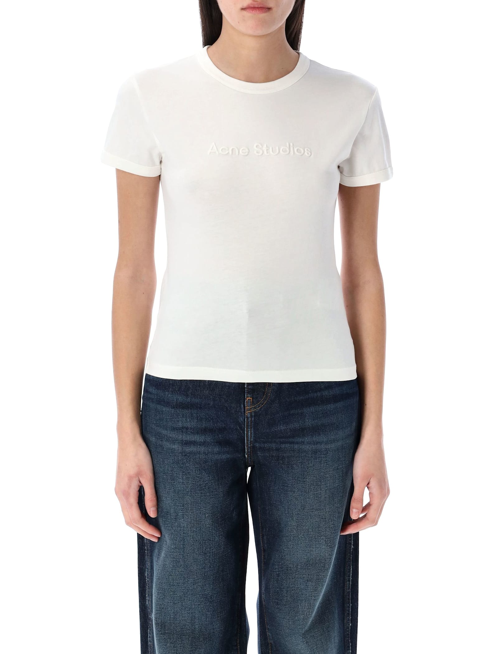 Acne Studios Logo T-shirt In Cold White