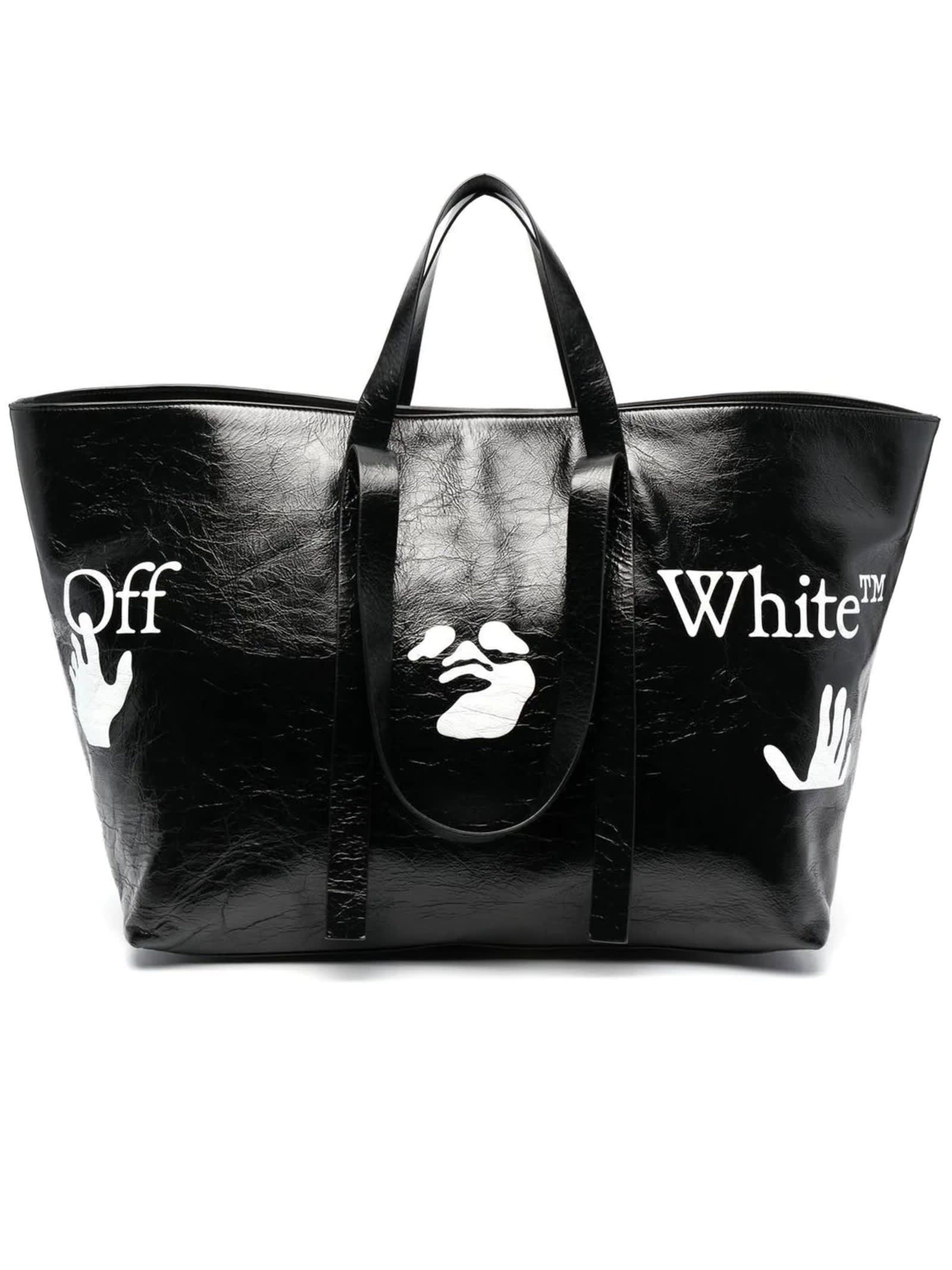 OFF-WHITE BLACK COMMERCIAL TOTE BAG,OWNA094S21LEA001 1001