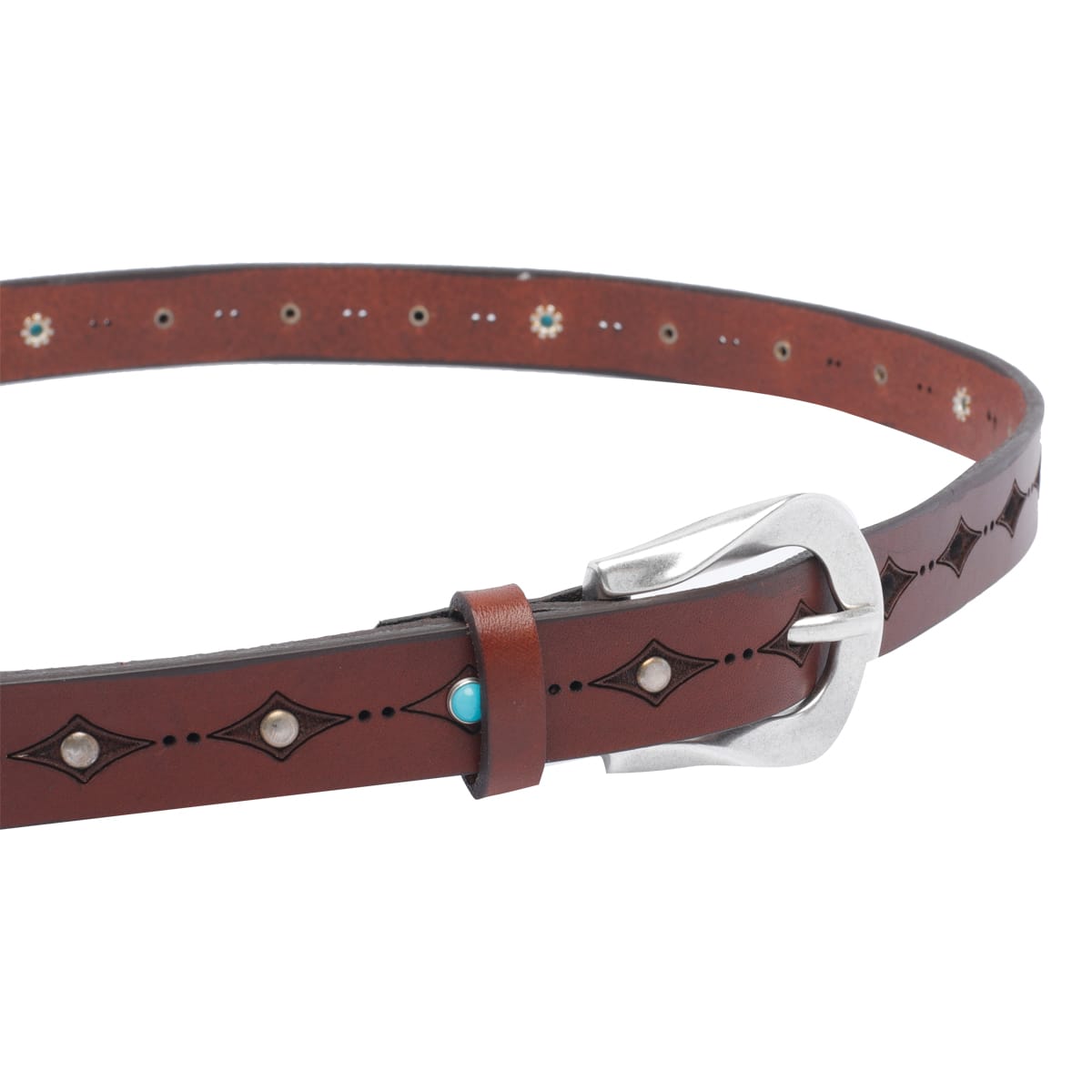 Orciani Studded Embossed Adjustable Length Belts In Brown