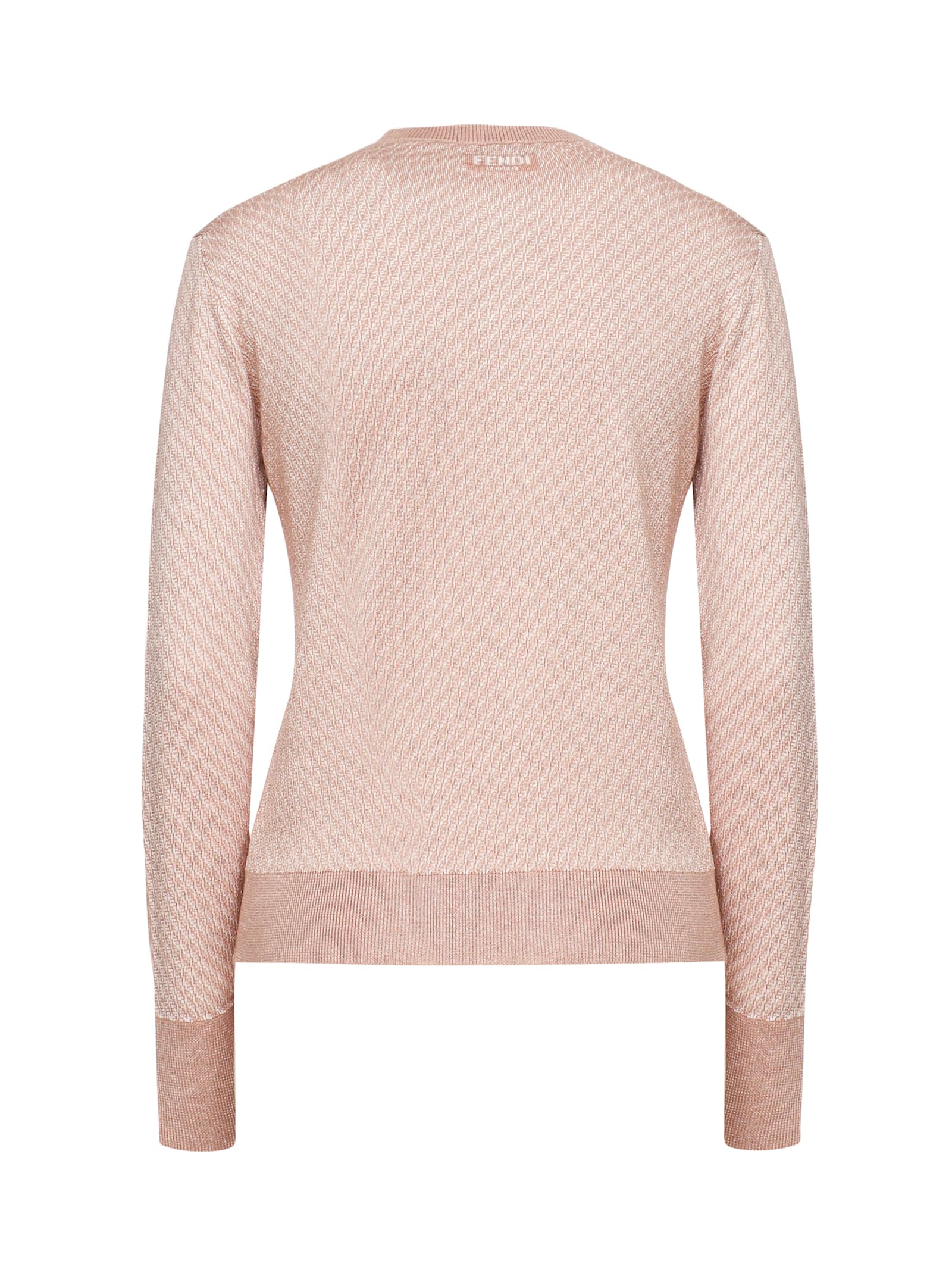 Shop Fendi Cardigan With Iconic Ff Pattern In Strawberry Cream-25