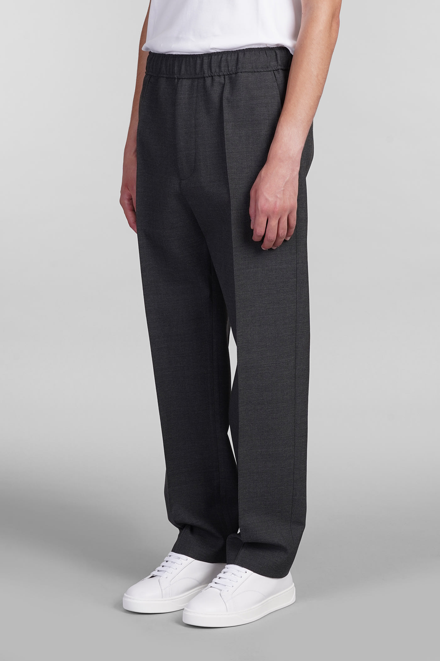 Shop Lanvin Pants In Grey Wool