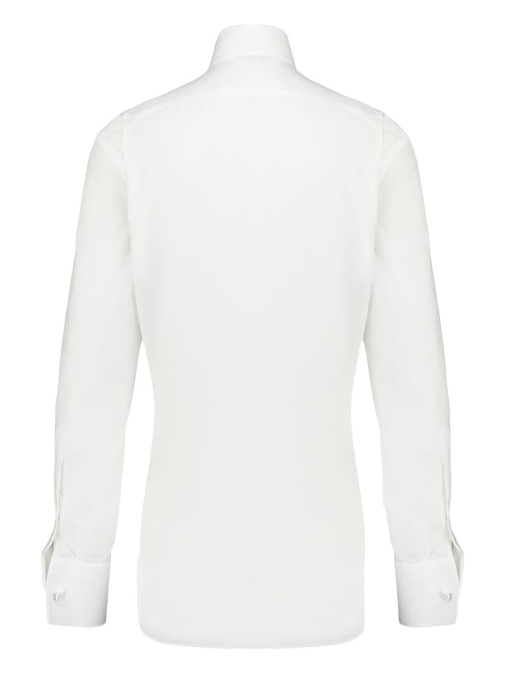 Tom Ford Tailored Black Smoking Shirt With Crisp Collar In White