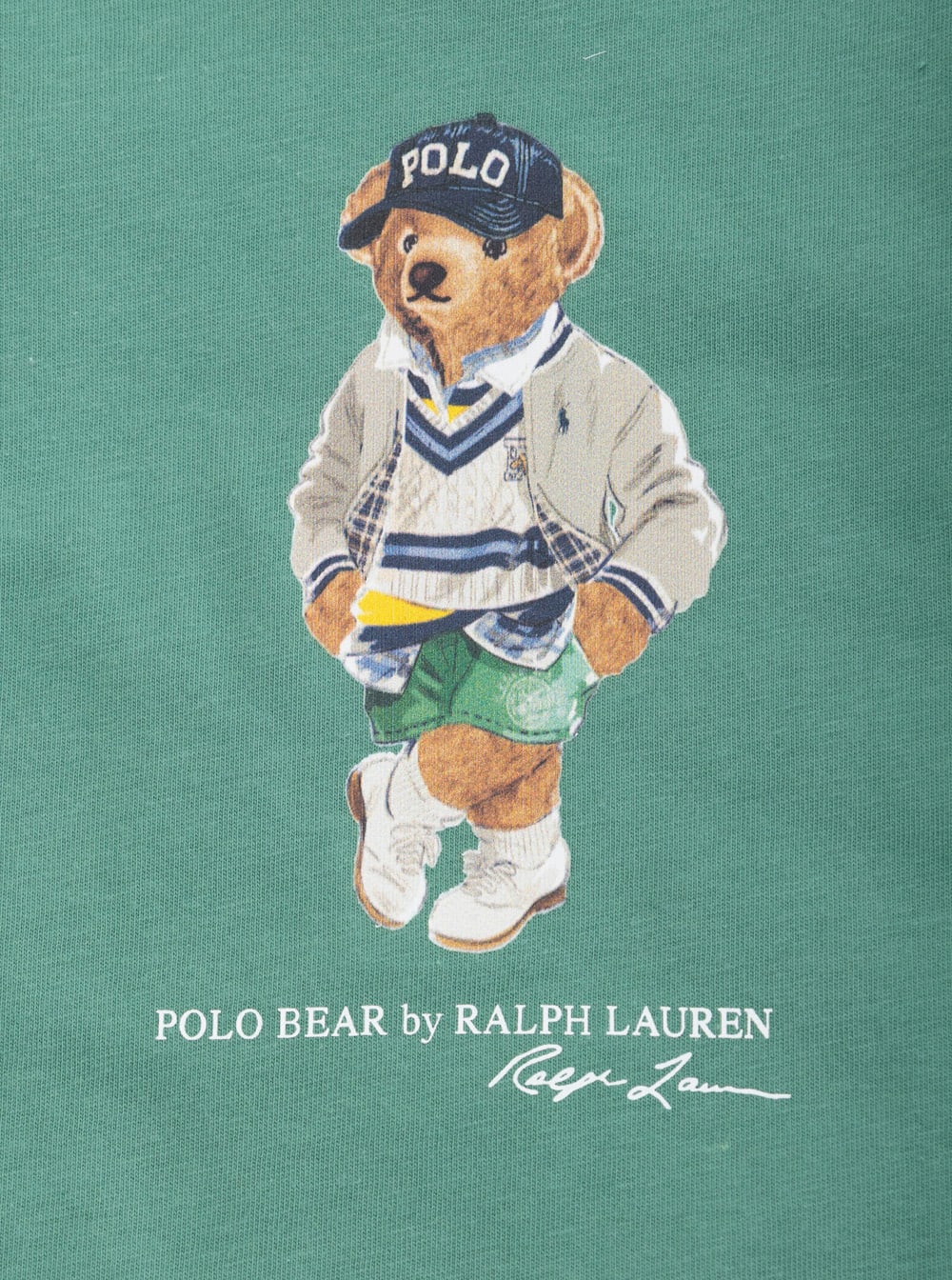 Polo Ralph Lauren Green Crewneck T-shirt With Maxi Logo Print On The Front In Cotton Baby In Green