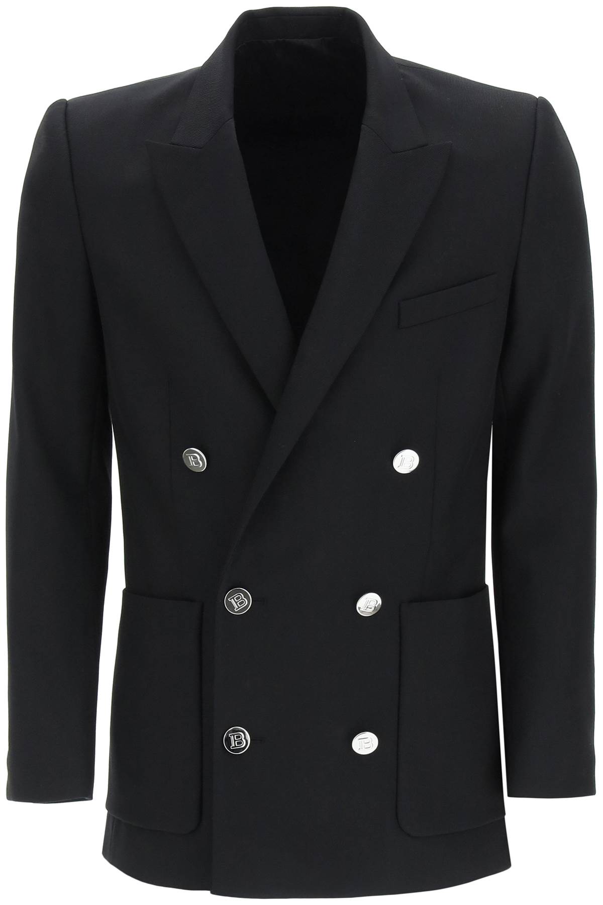 Balmain Double Breasted Tailored Wool Jacket In Black (black)