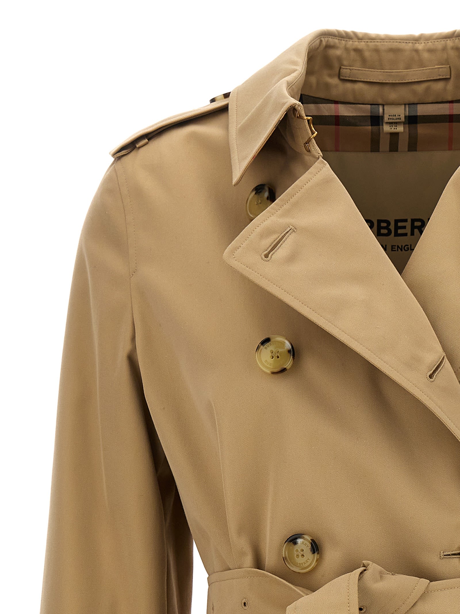 Shop Burberry Kensington Short Trench Coat In Beige