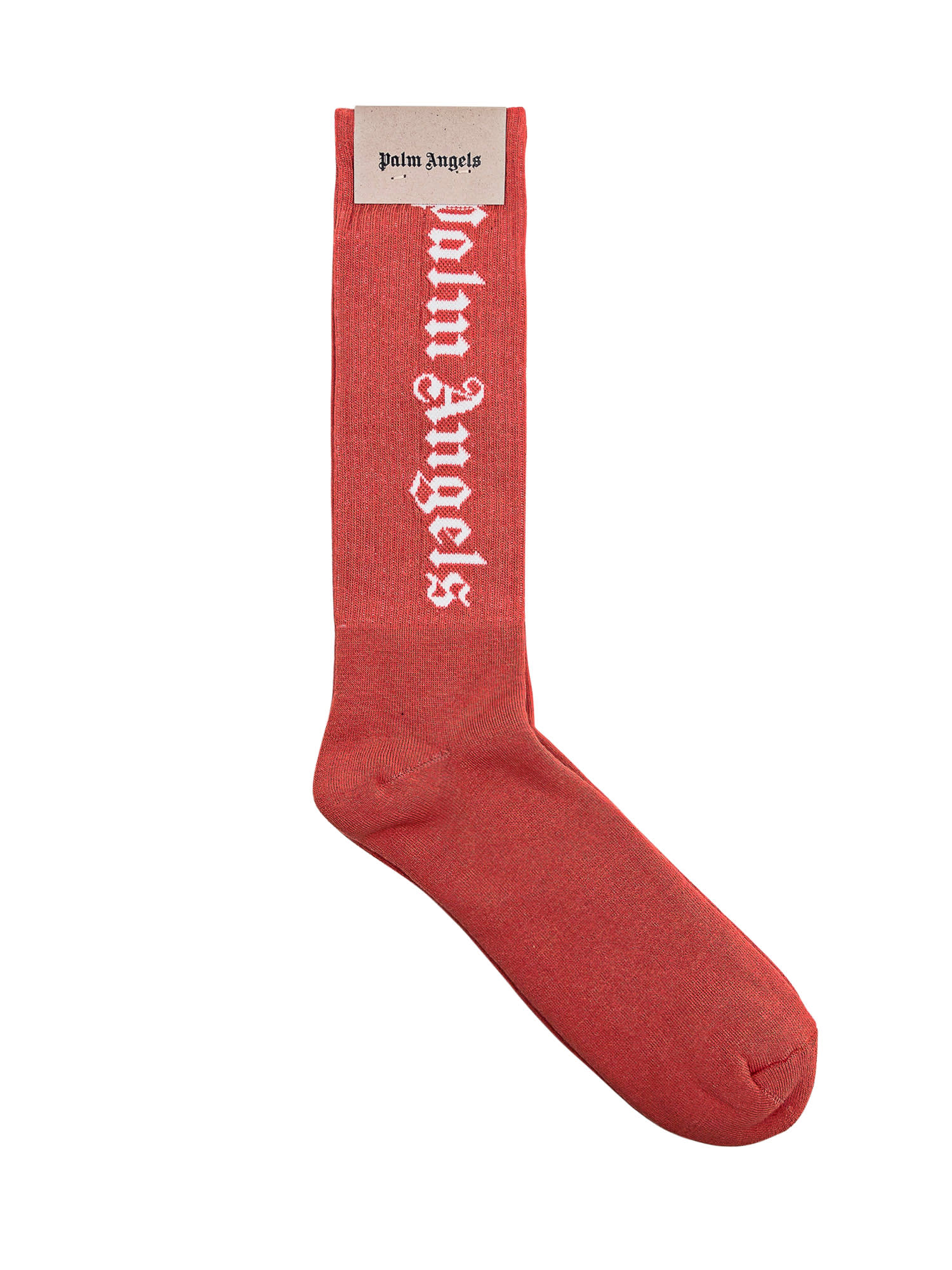 Shop Palm Angels Logo Socks In Pink White