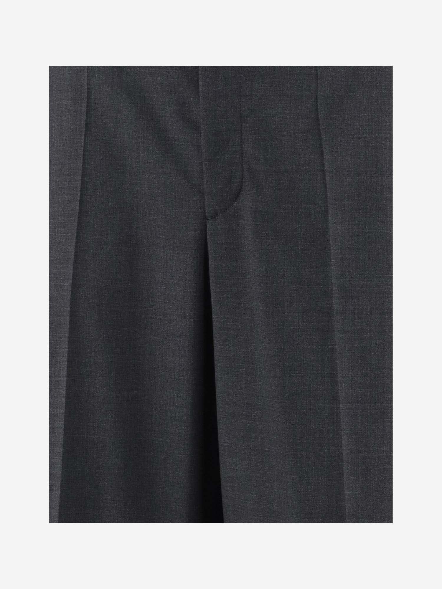 Valentino Wide-leg Wool Pant With Front Pleats In Grigio Melange