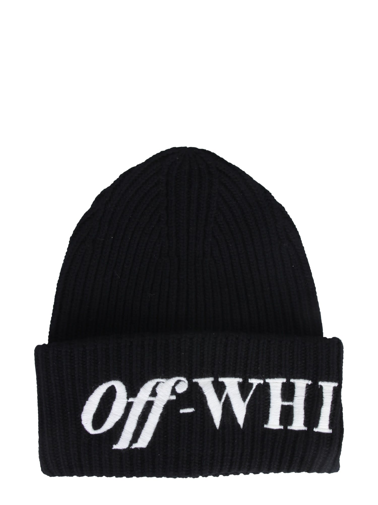 Off-White Ribbed Knit Hat