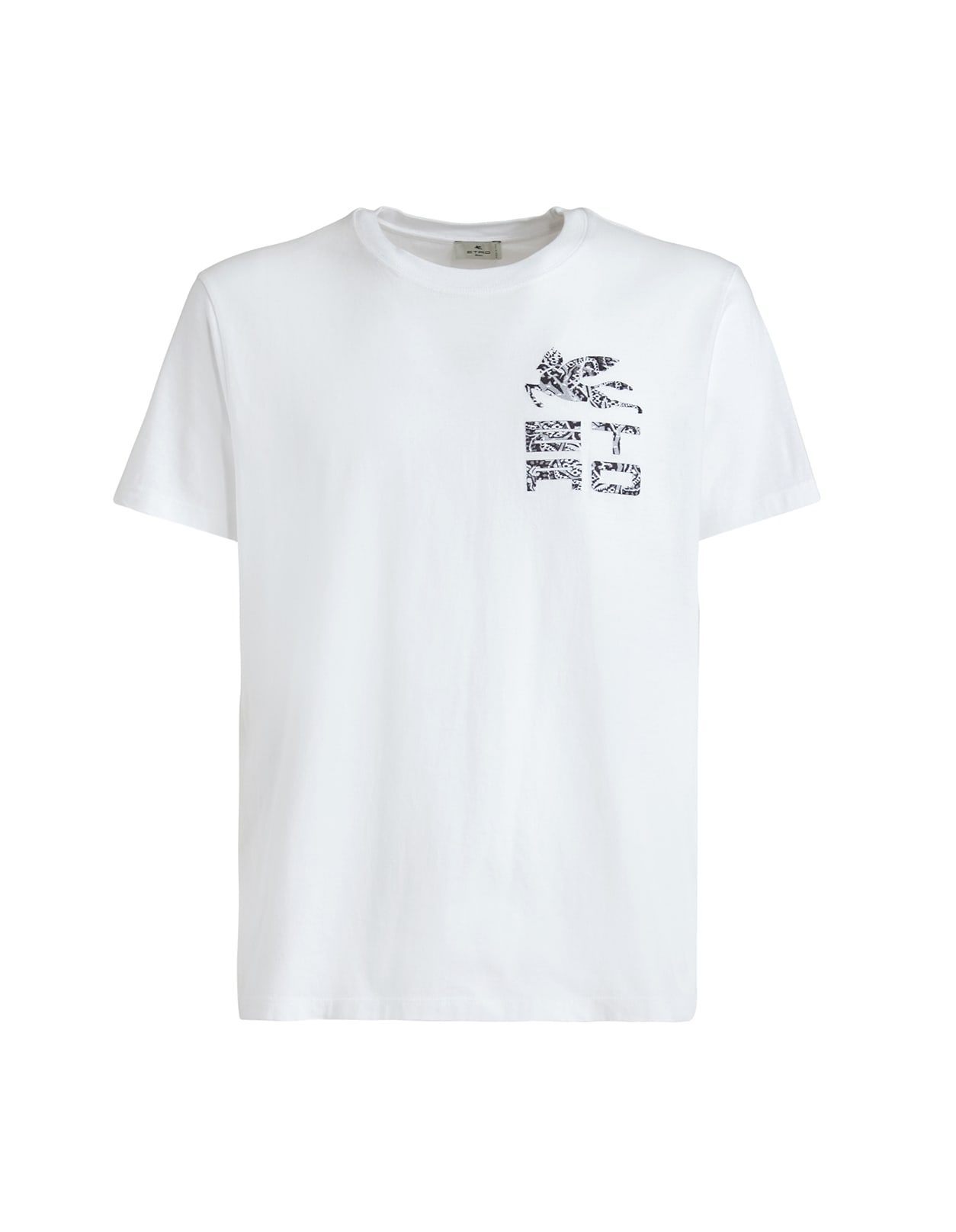 Etro Man White Jersey T-shirt With Embroidery