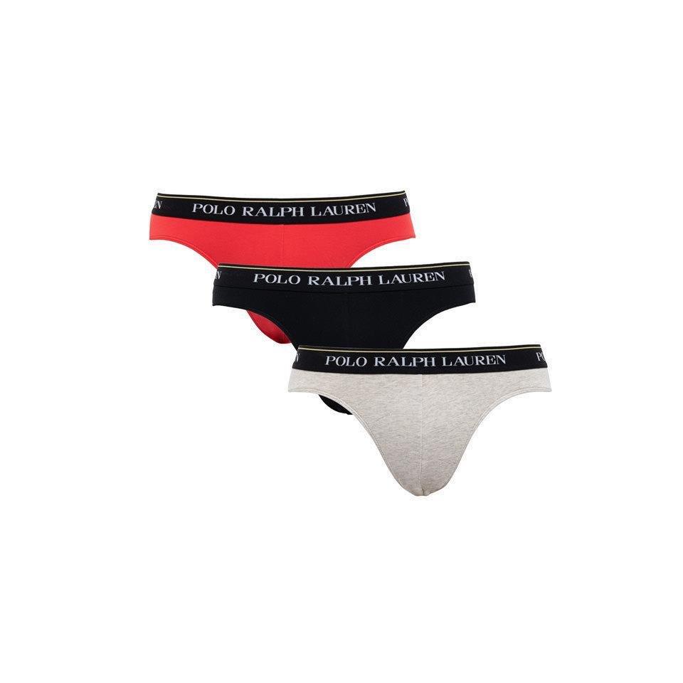 Polo Ralph Lauren Logo Band Three-pack Briefs In Black/red Reef/lt Sprt Htr