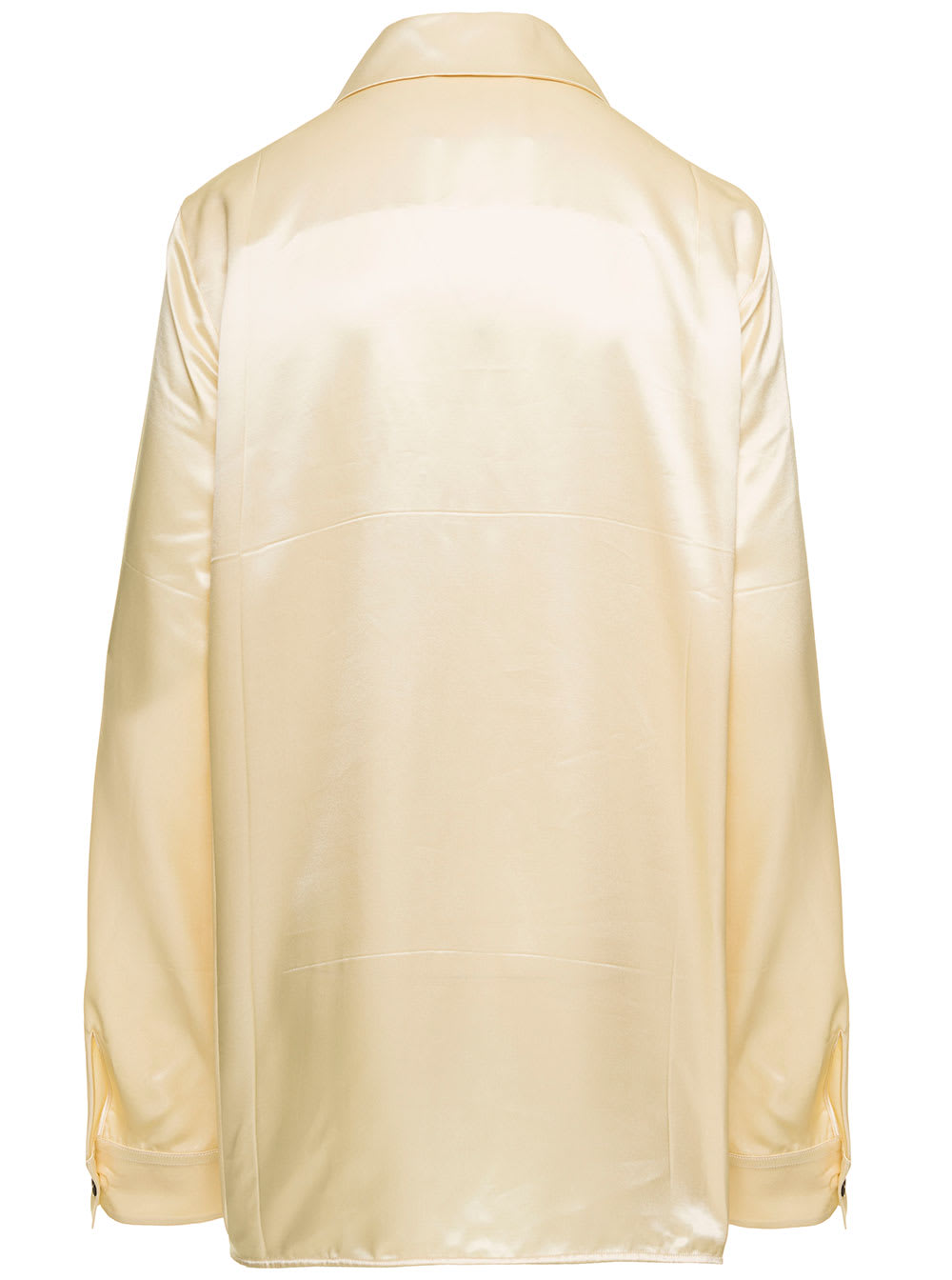 Shop Jil Sander Ivory Loose Shirt With Pointed Collar In Silk Woman In Neutrals