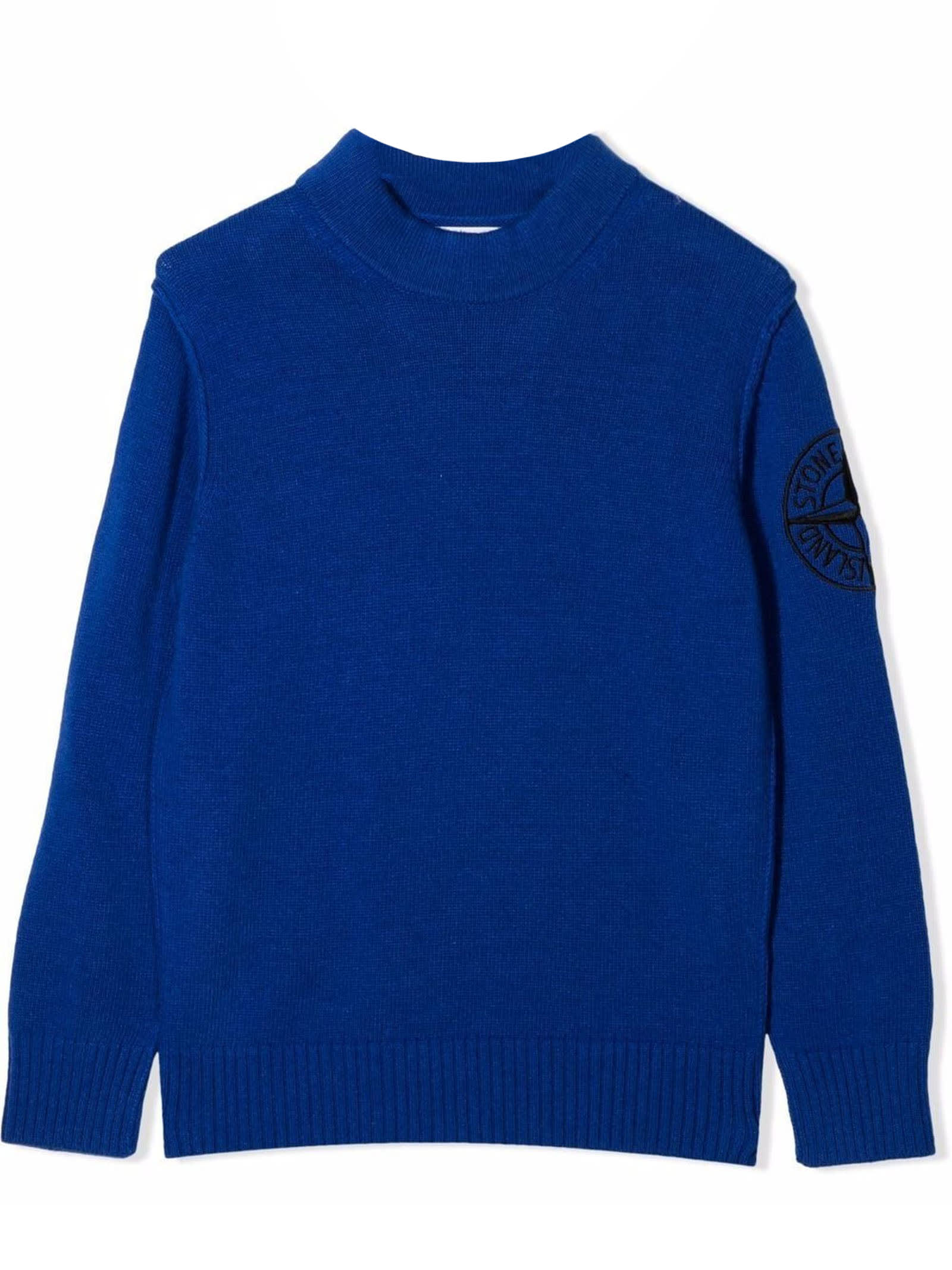 Stone Island Blue Cashmere-wool Blend Sweatshirt