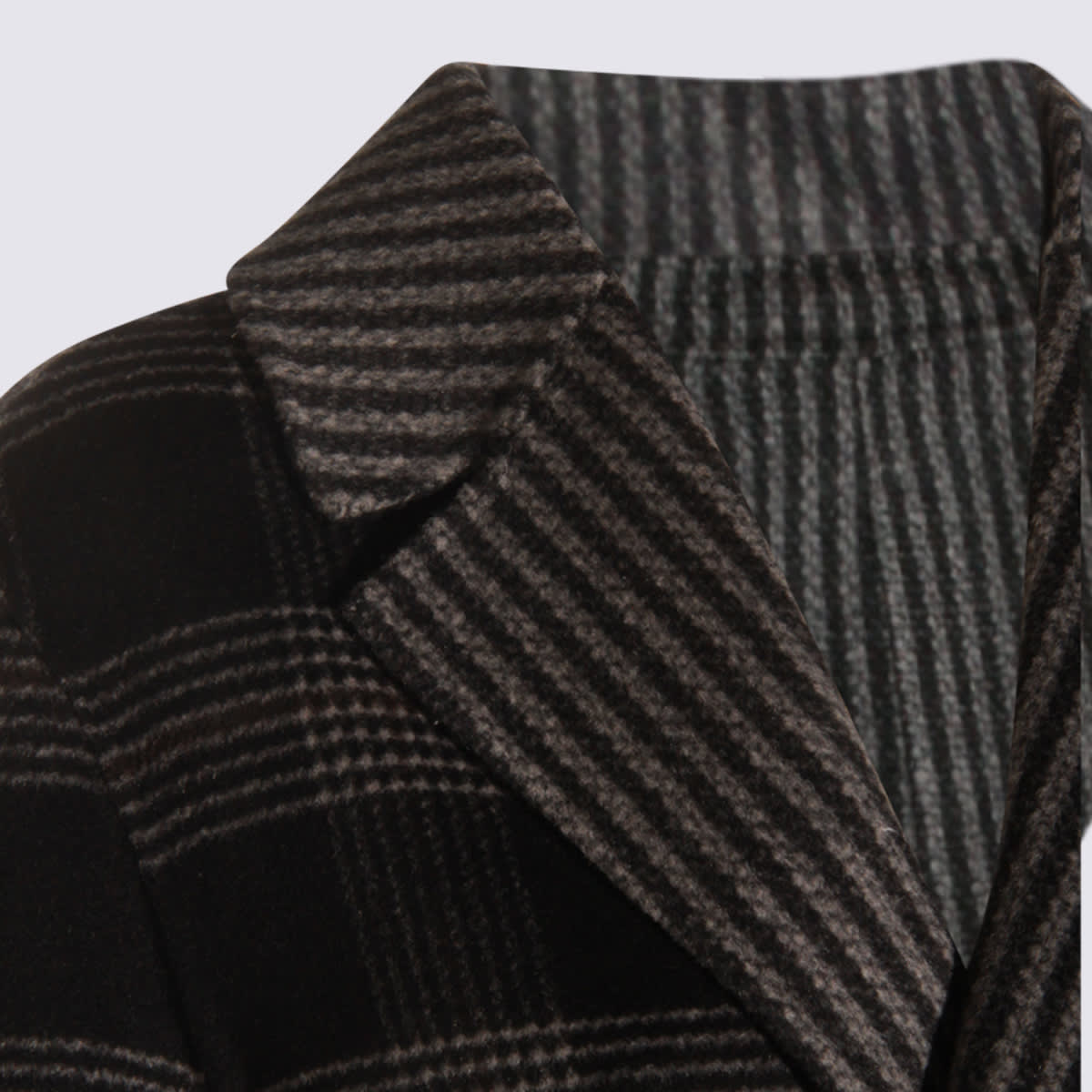 Twinset Black And Grey Wool Coat In Black