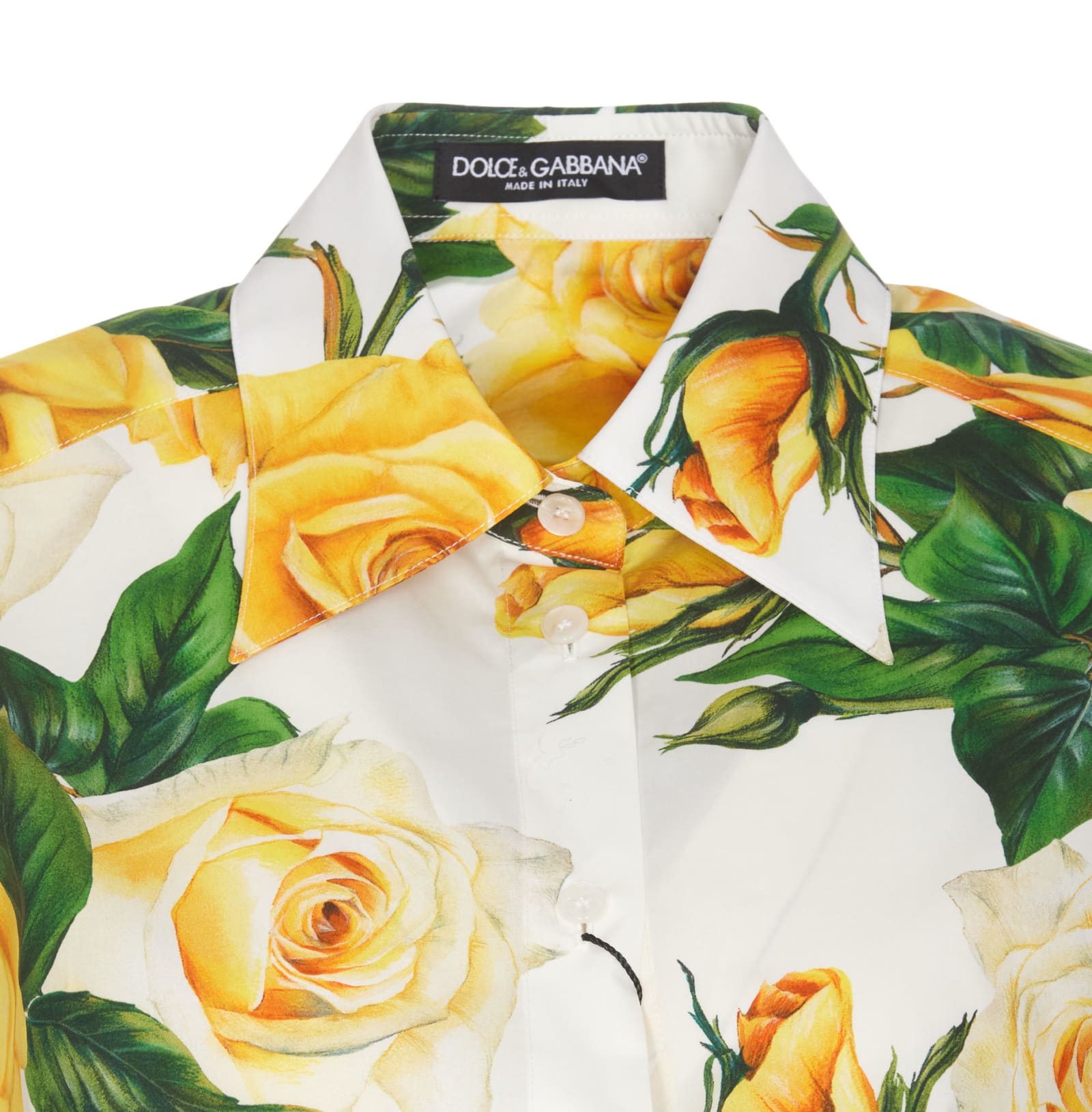 Shop Dolce & Gabbana Short Rose Print Shirt In Yellow