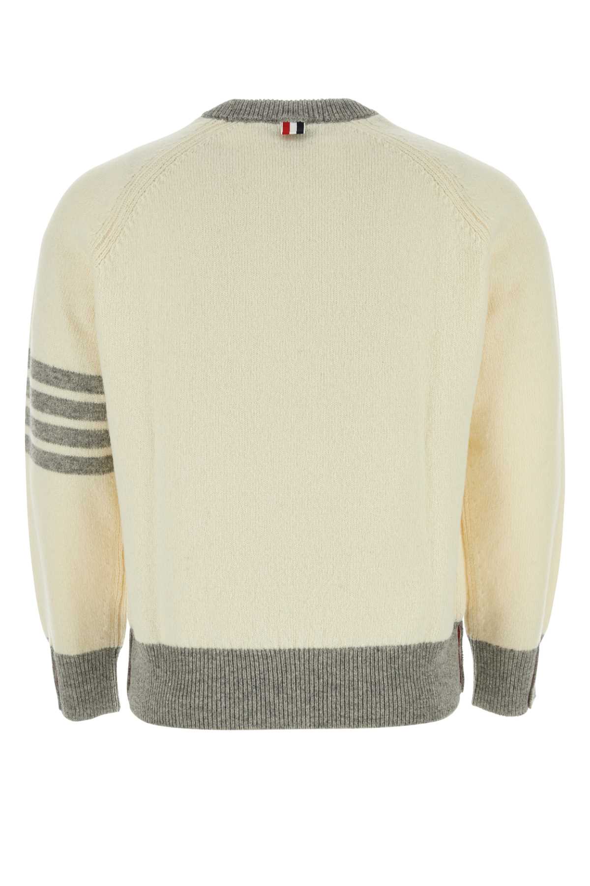 Shop Thom Browne Ivory Wool Sweater In White