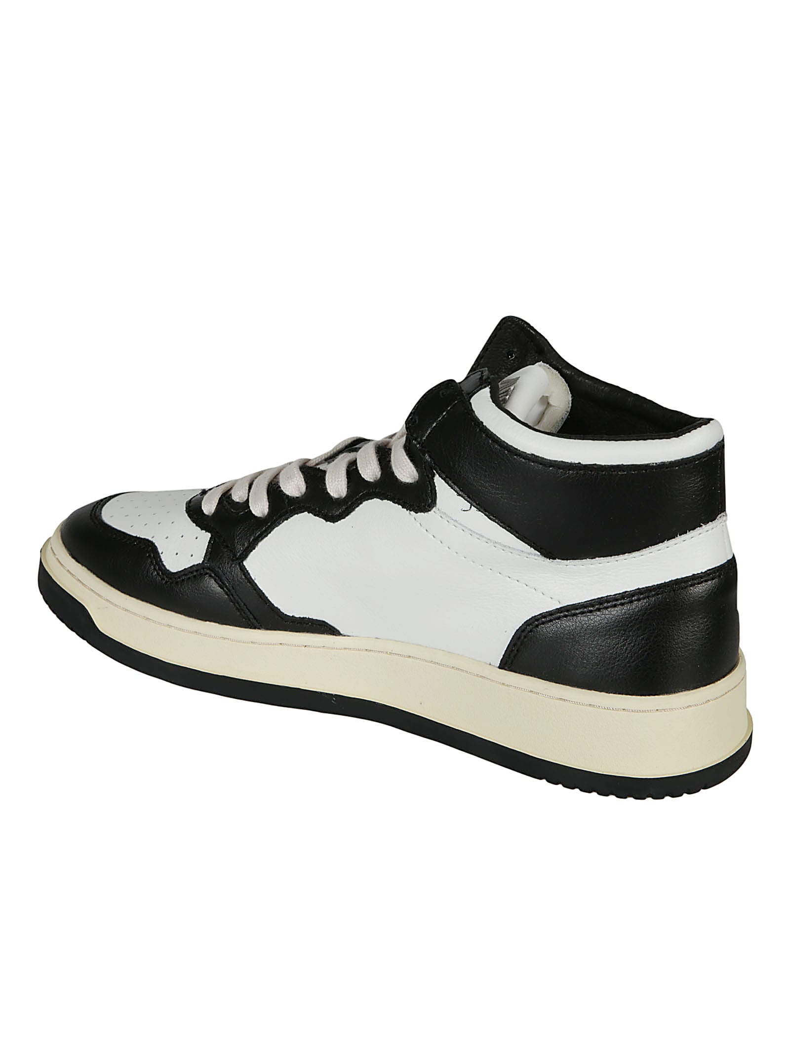 Shop Autry Logo Patched Mid Sneakers In Bianco E Nero