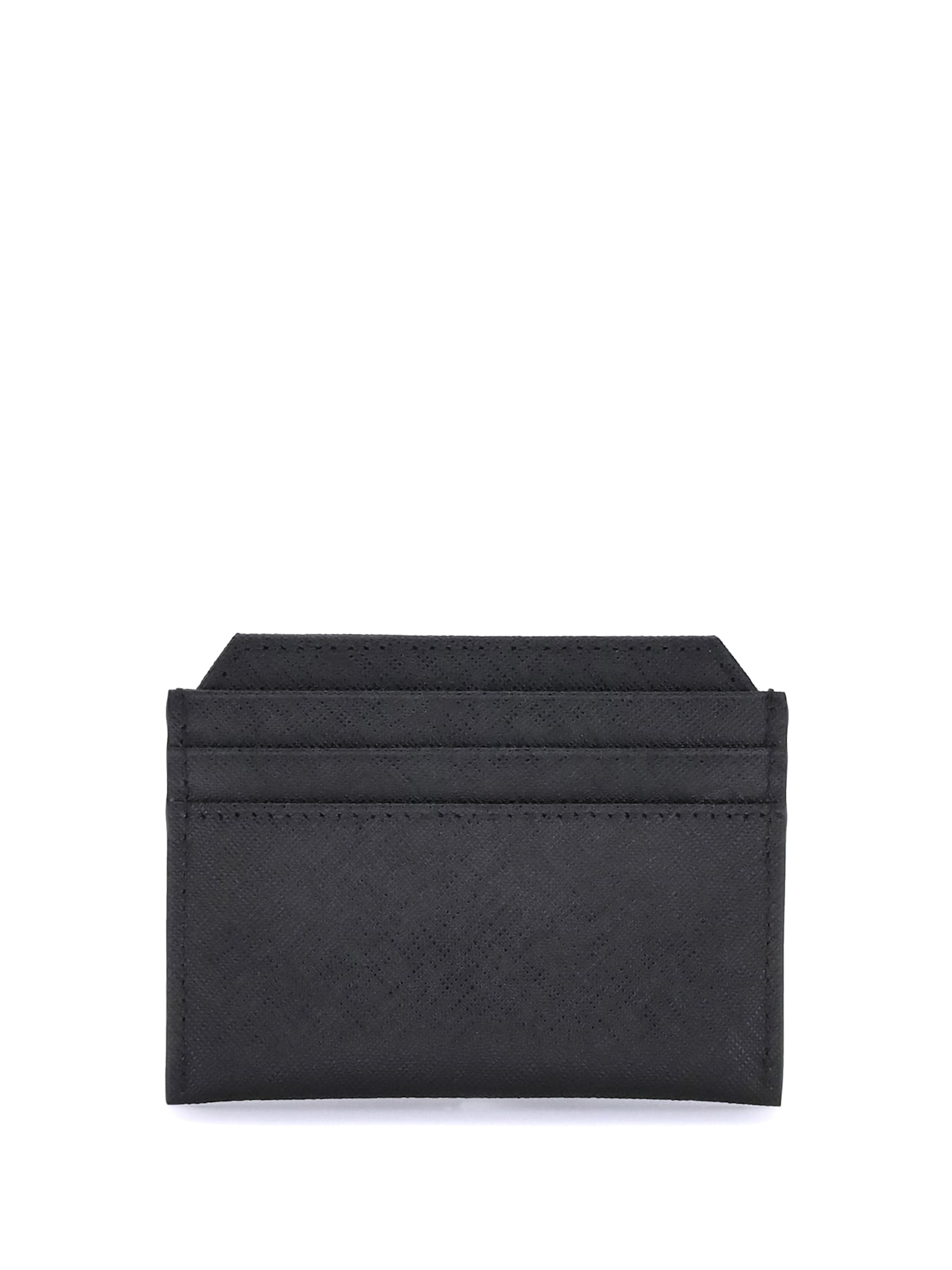Vivienne Westwood Black Card Holder With Orb Detail On The Front In Grained Leather Woman