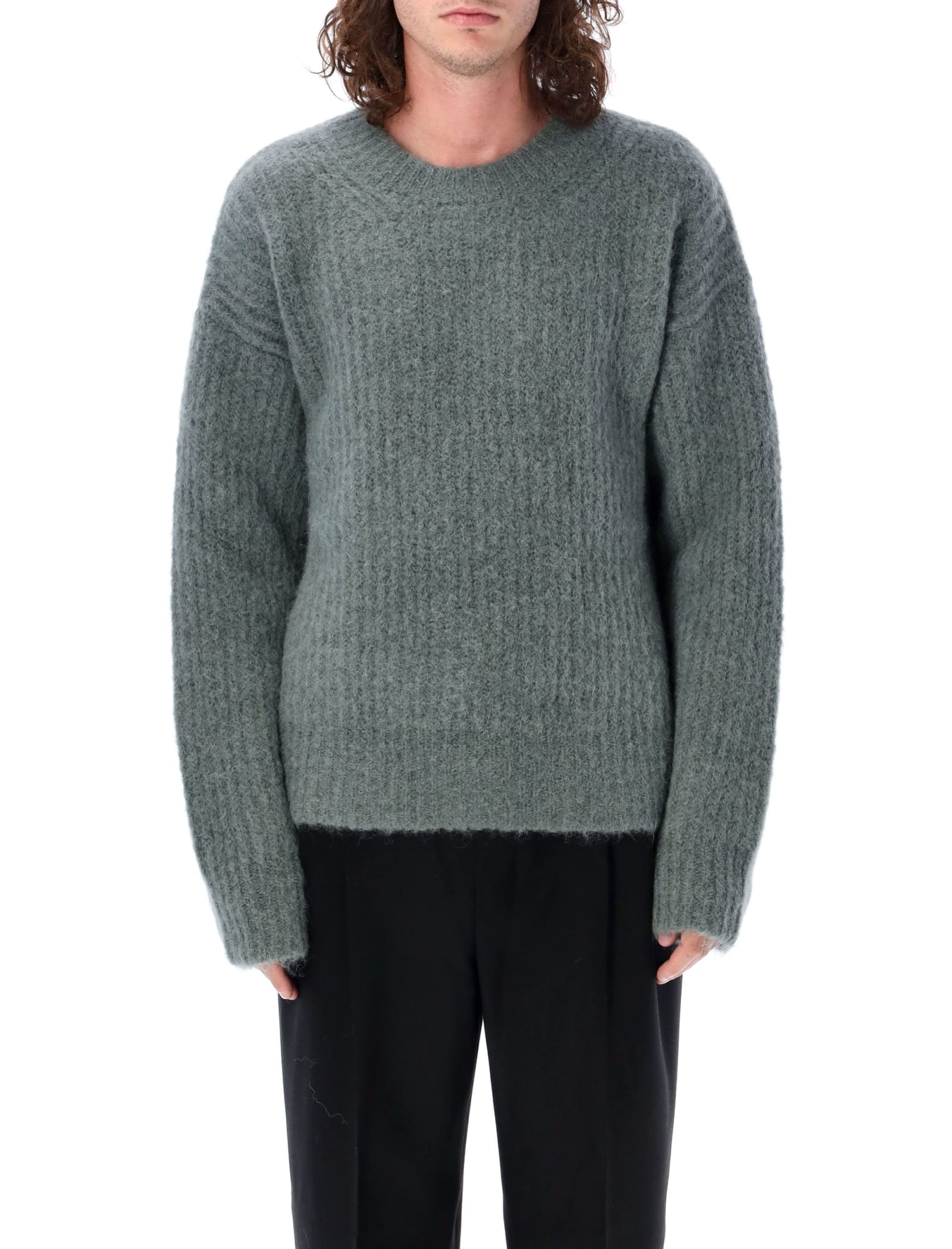 Shop Ami Alexandre Mattiussi Chunky Hair Mohair Sweater In Clay