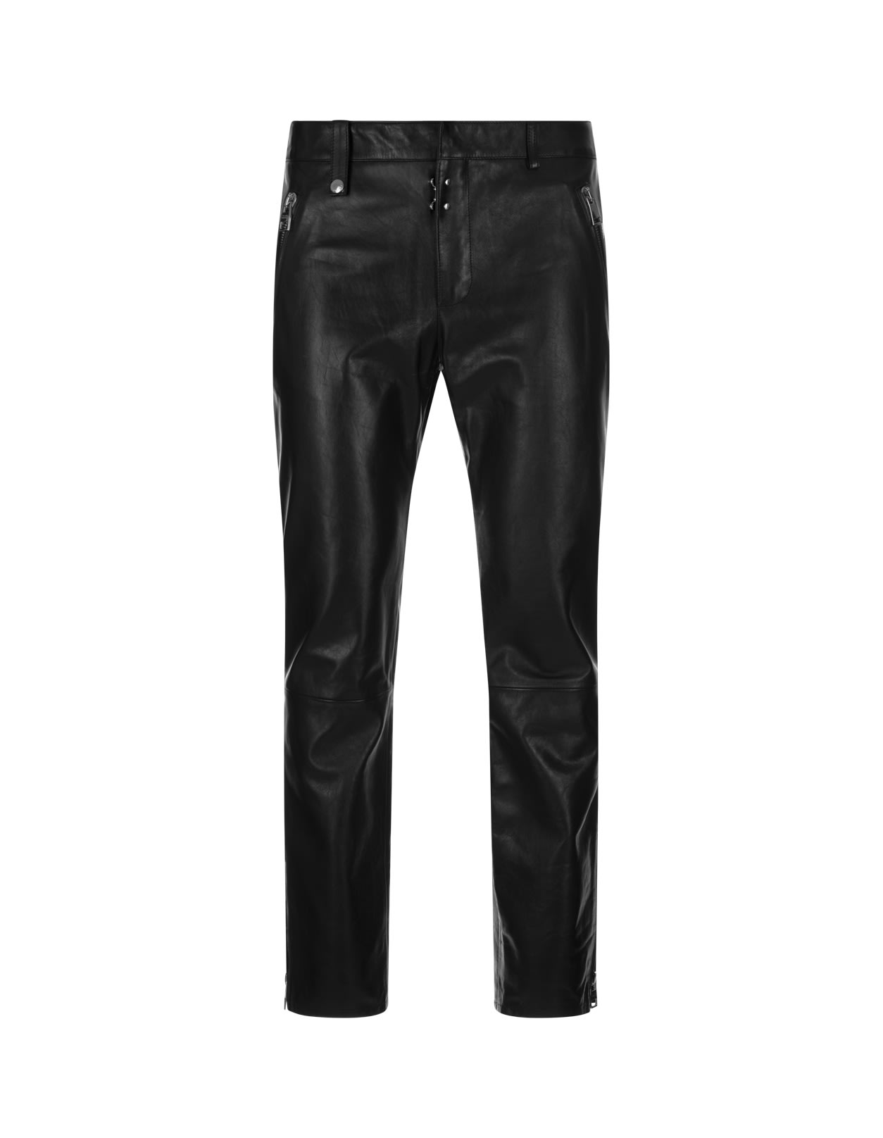 Leather Biker Trousers In Black
