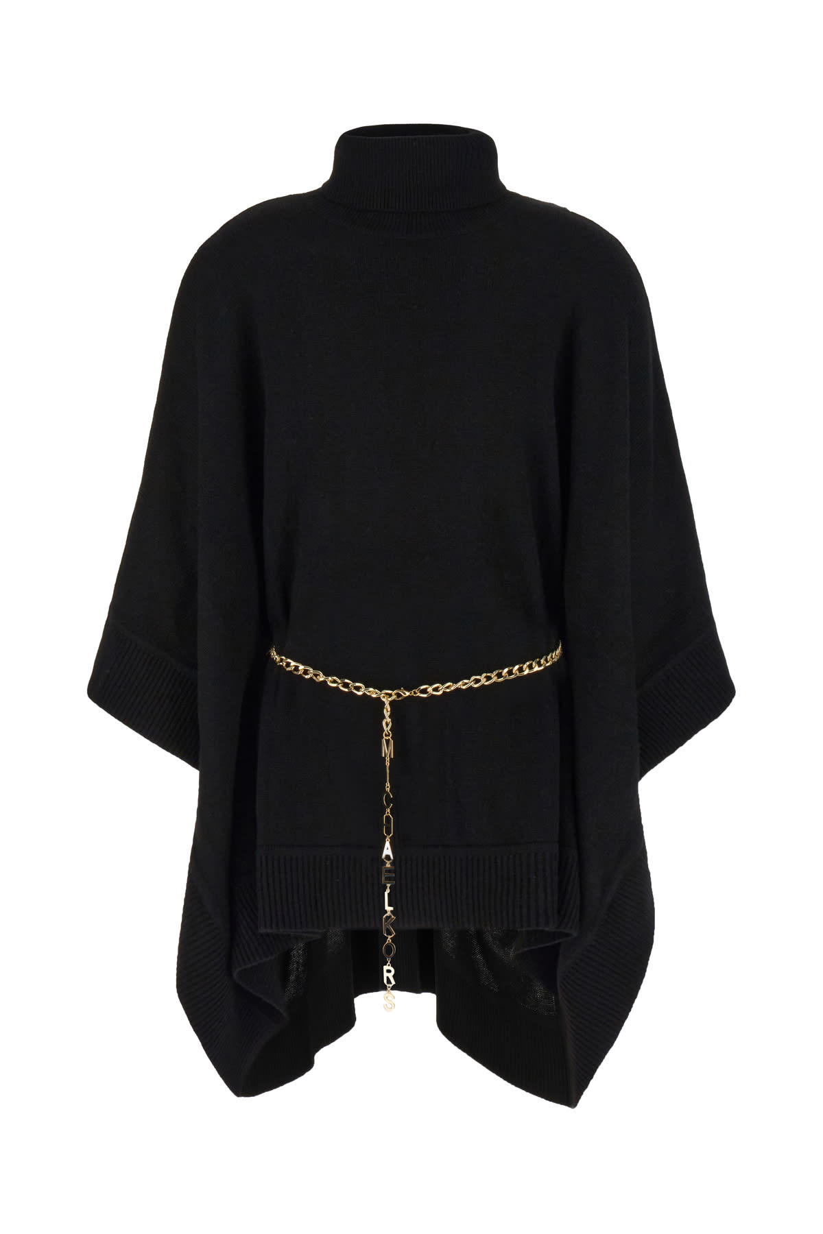 Shop Michael Kors Black Wool Blend Poncho