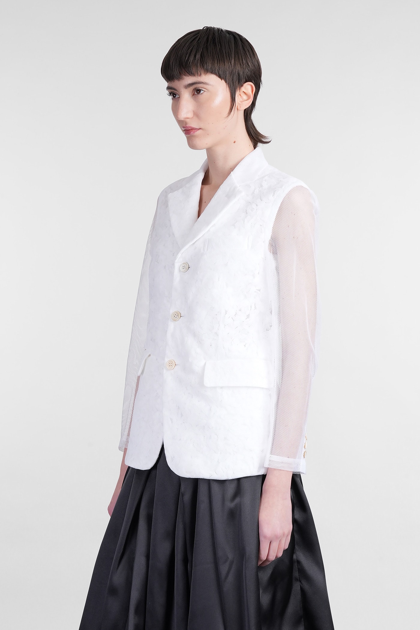 Shop Comme Des Garçons Blazer In White Nylon