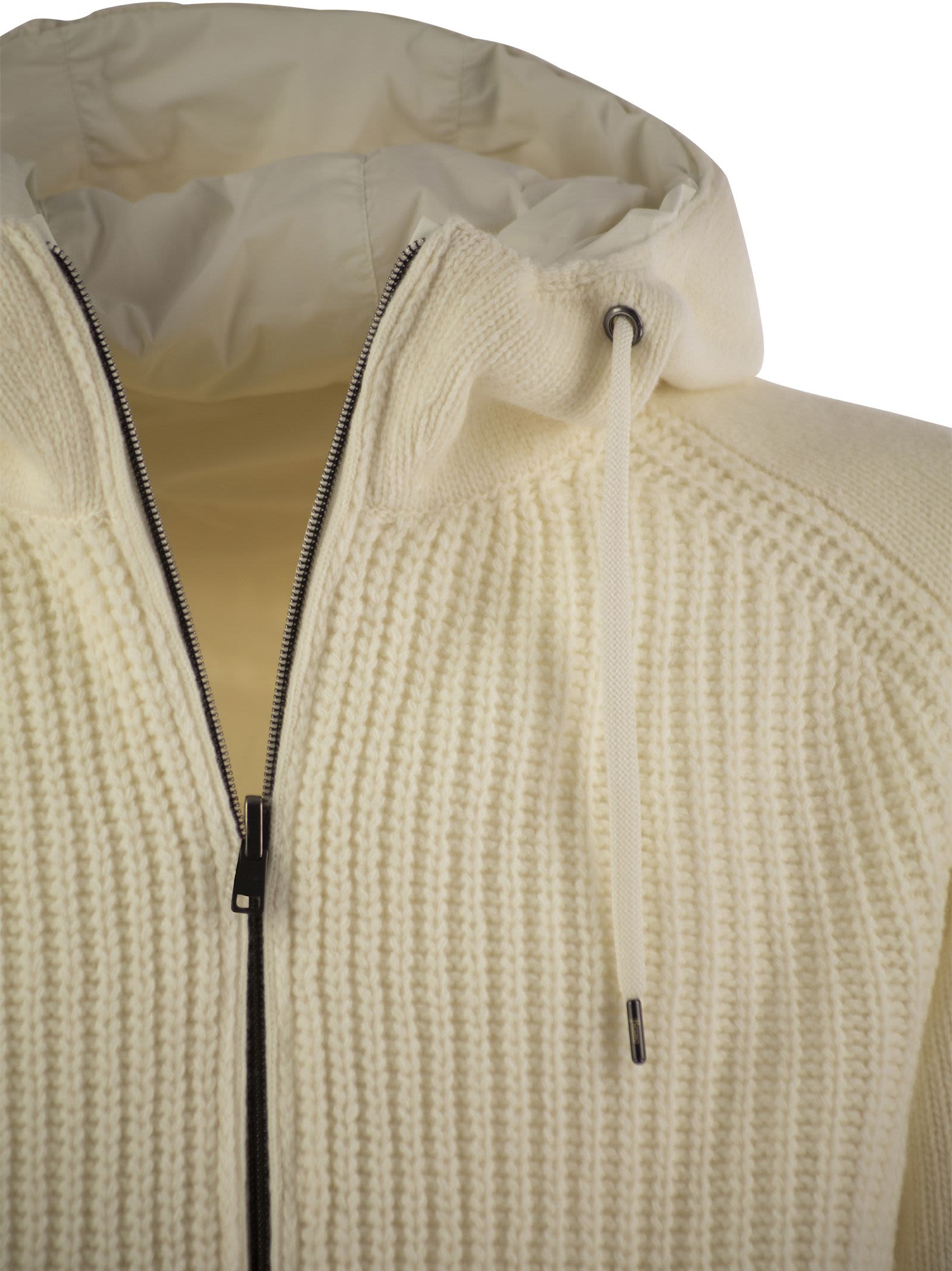 Shop Herno Reversible Padded Wool Bomber Jacket In White