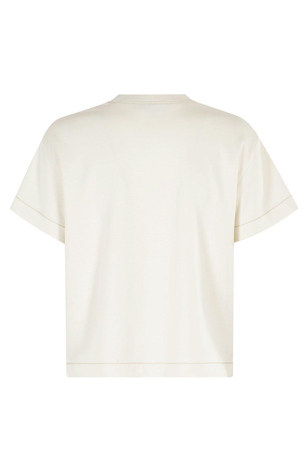 Theory Double-knit Jersey Short-sleeve Sweatshirt In Natural