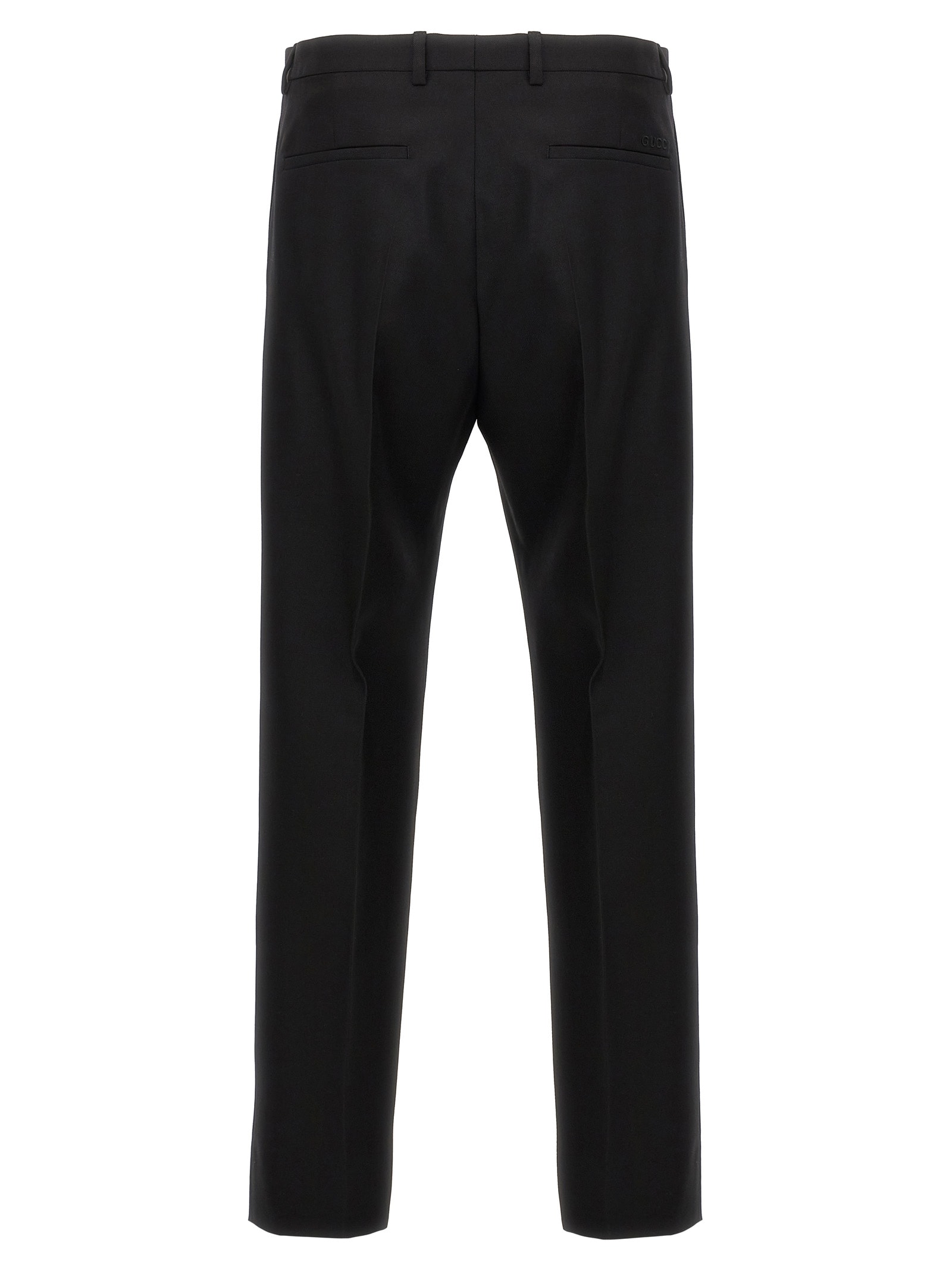 Shop Gucci Twill Trousers In Black