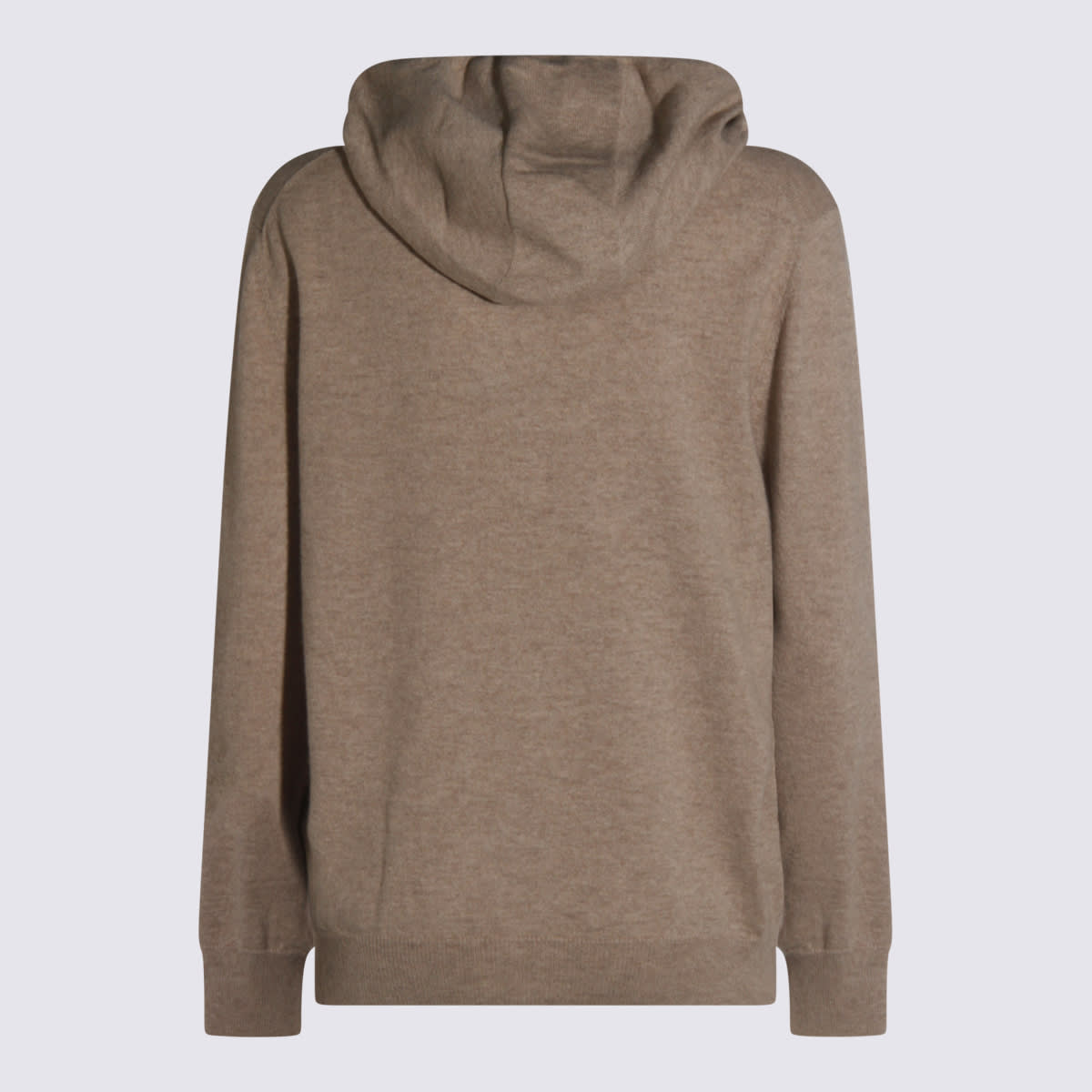 Malo Hooded Crewneck With Ribbed Cuffs In Brown