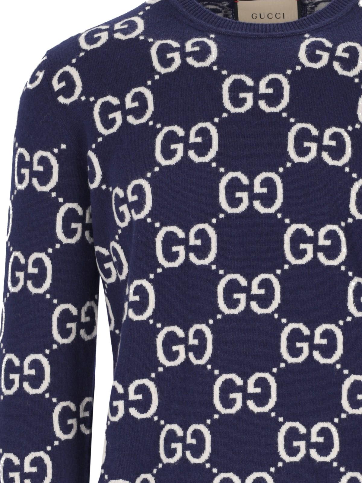 Shop Gucci Gg Jacquard Sweater In Blue