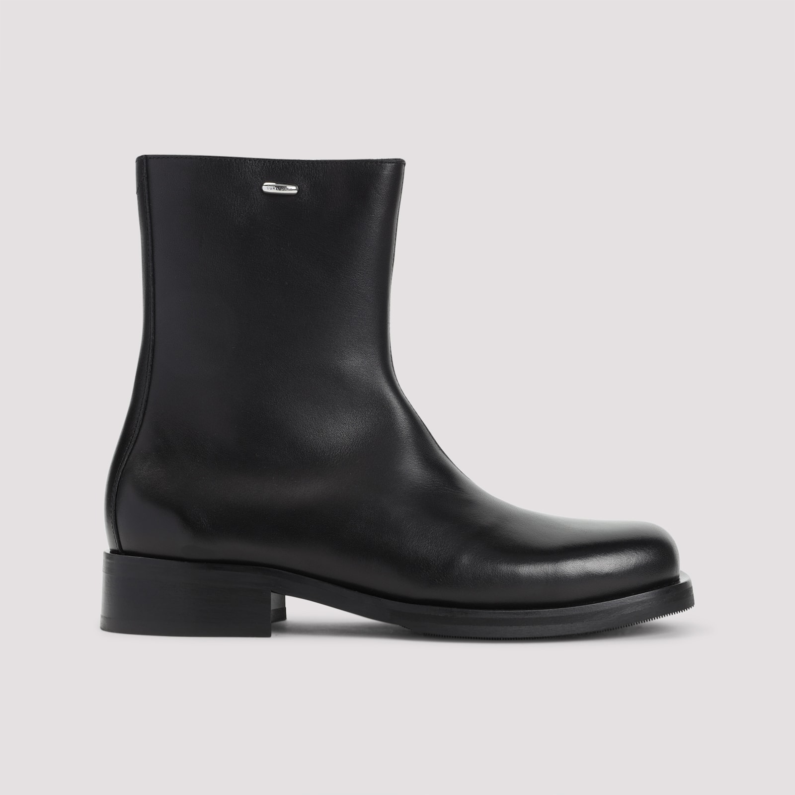 Our Legacy Block Heel Round Toe Smooth Finish Boots In Black
