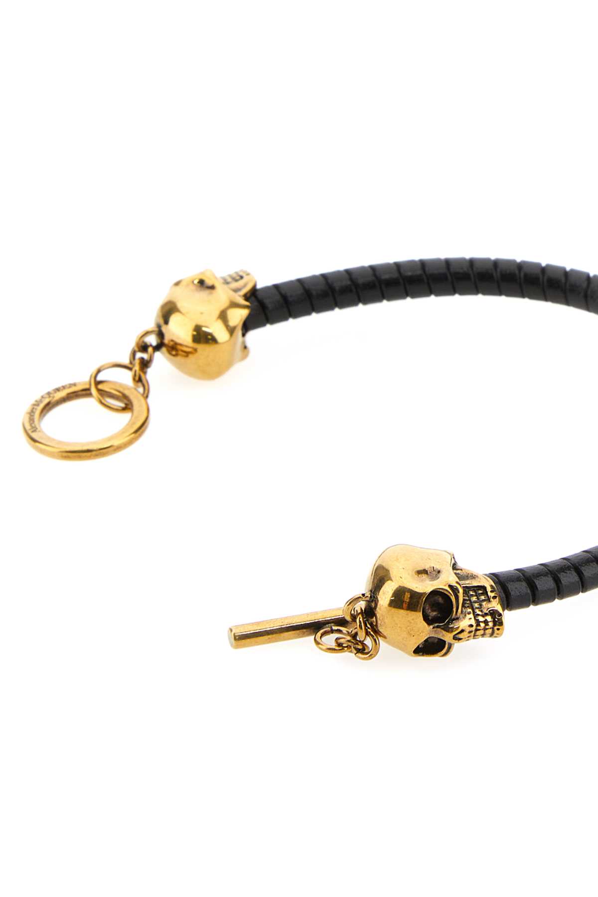 Shop Alexander Mcqueen Black Leather Bracelet In 1000