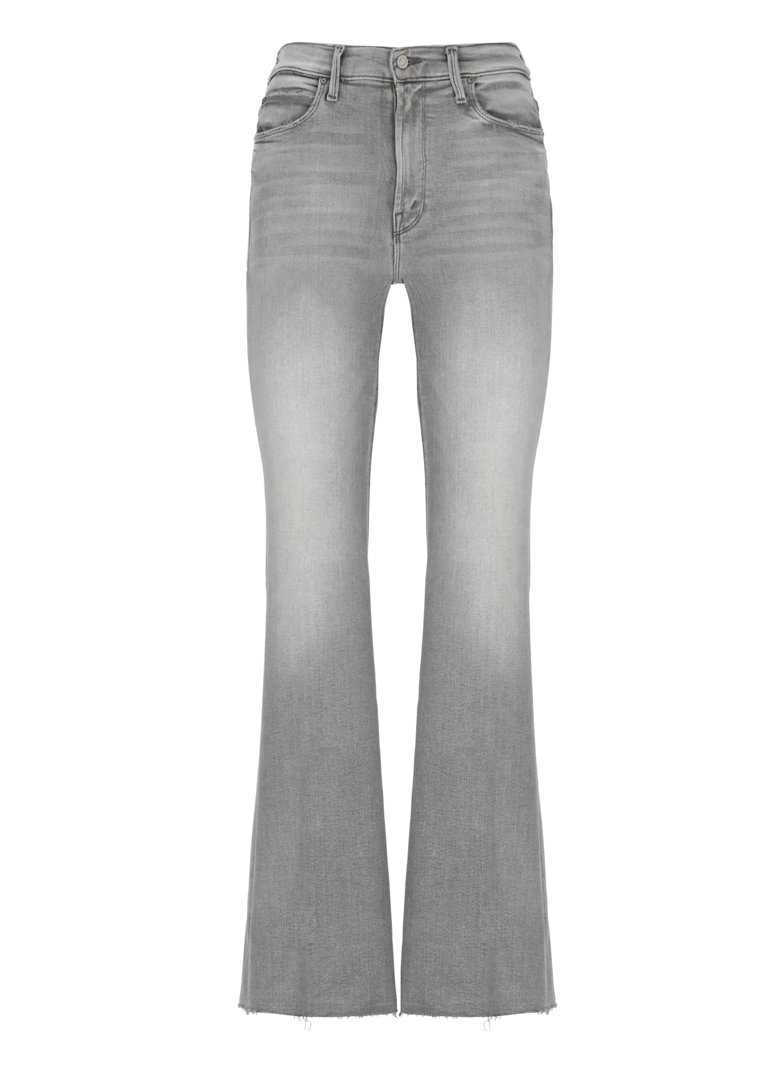 Mother The Doozy Sneak Fray Jeans In Gray