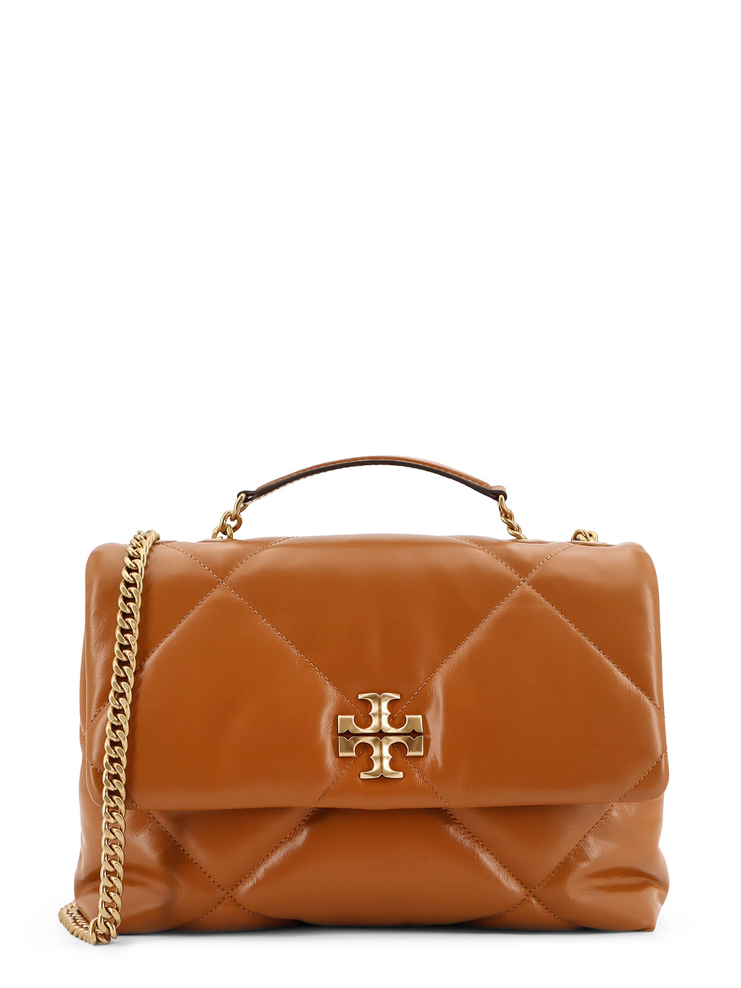 Tory Burch Quilted Leather Shoulder Bag With Chain Strap In Brown