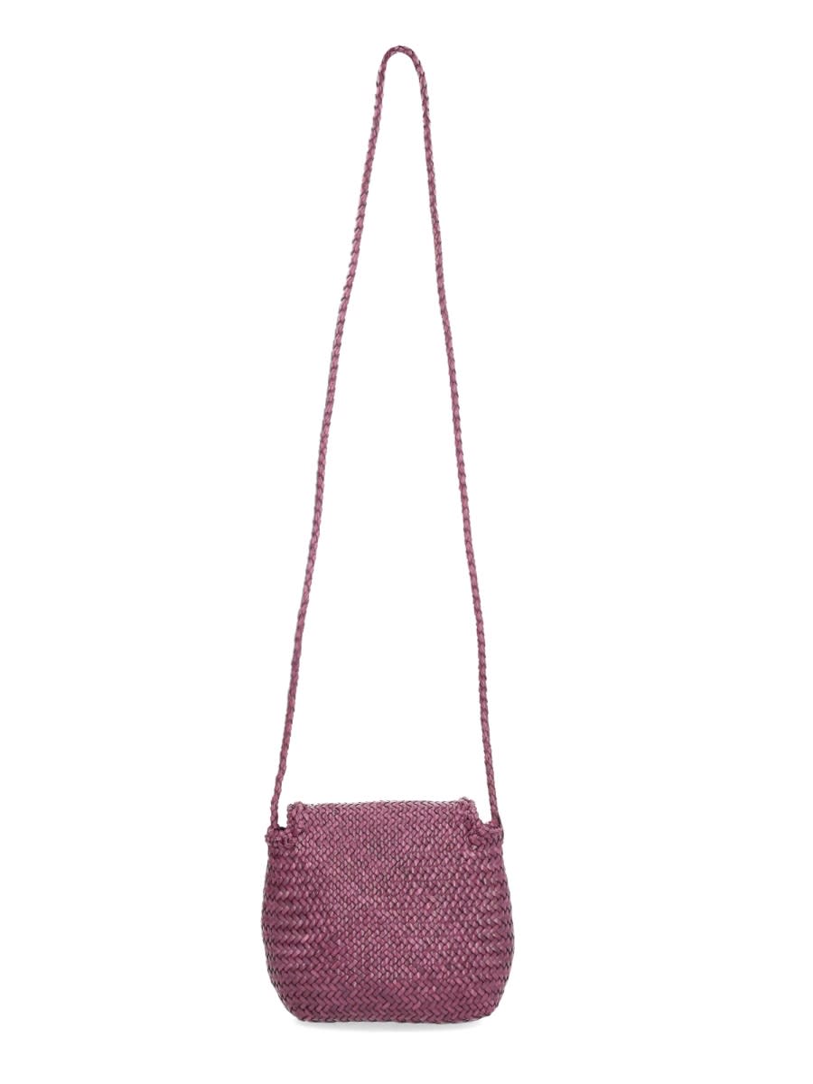 Dragon Diffusion Woven Texture Shoulder Bag With Long Strap In Purple