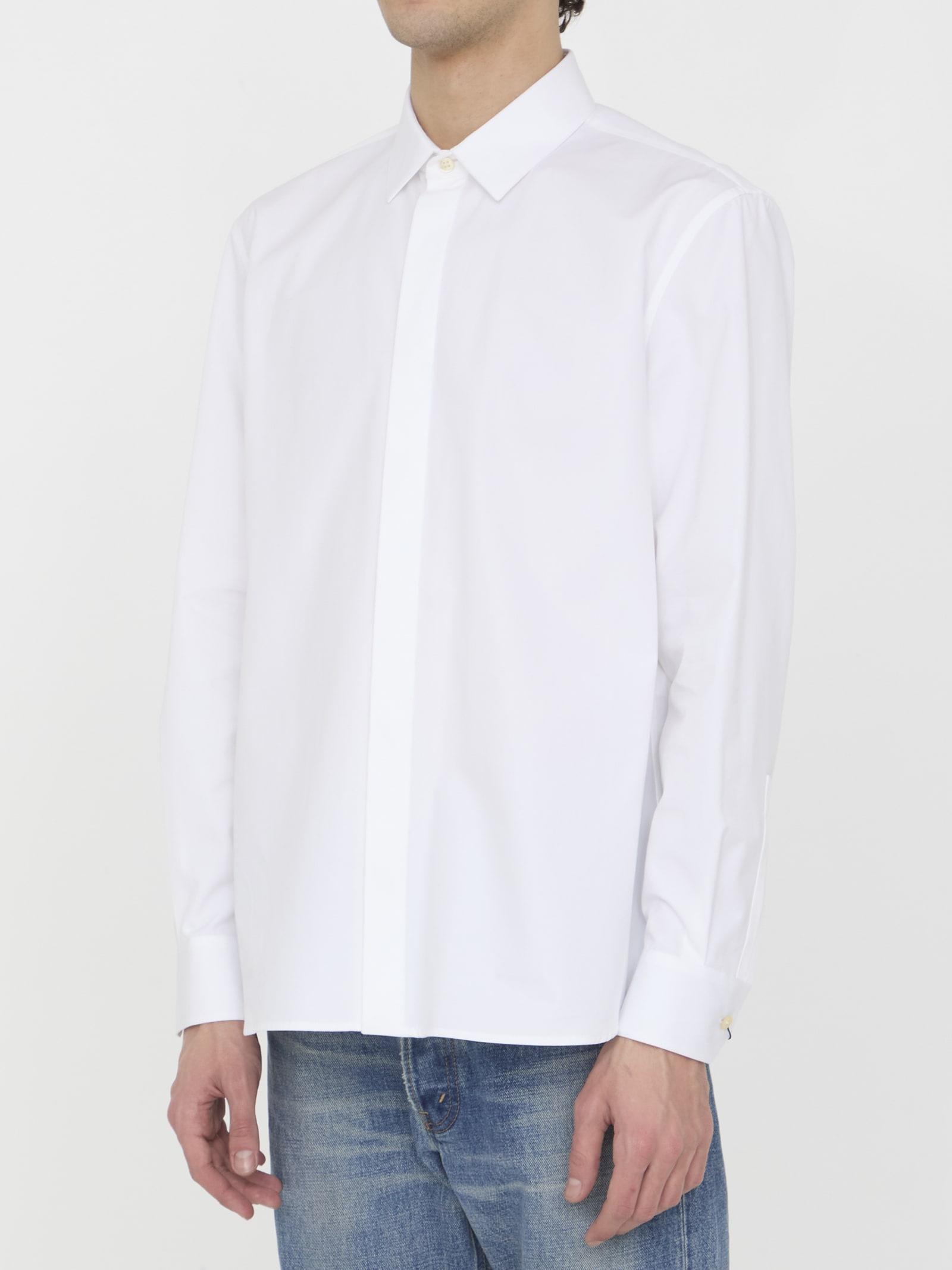 Shop Saint Laurent Yves Collar Shirt In White