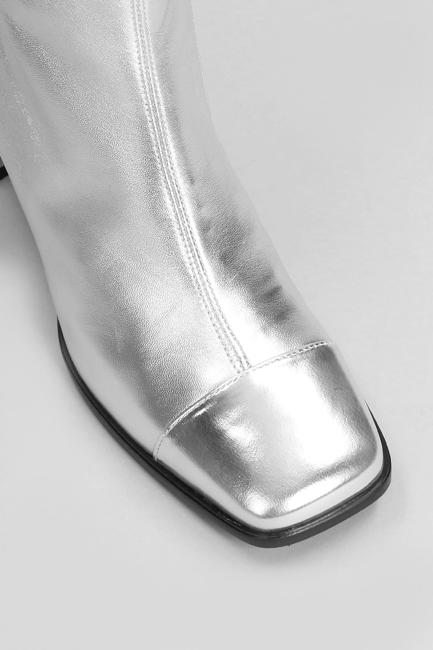 Shop Carel Odeon High Heels Ankle Boots In Silver Leather