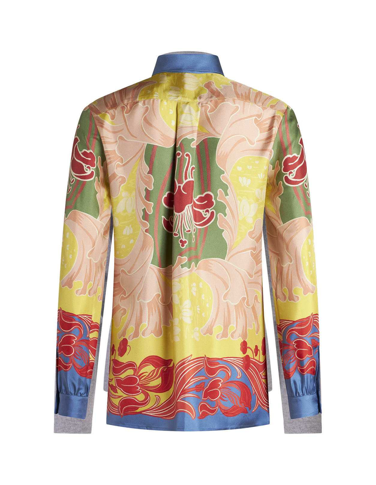 Shop Etro Yellow Silk Twill Shirt With Print