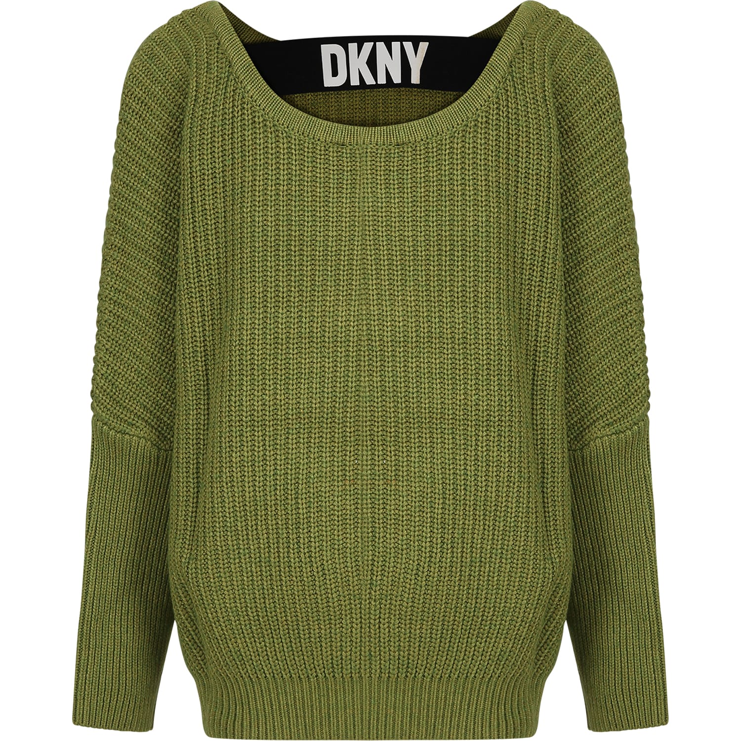 Shop Dkny Green Sweater For Girl With Elastic Logo