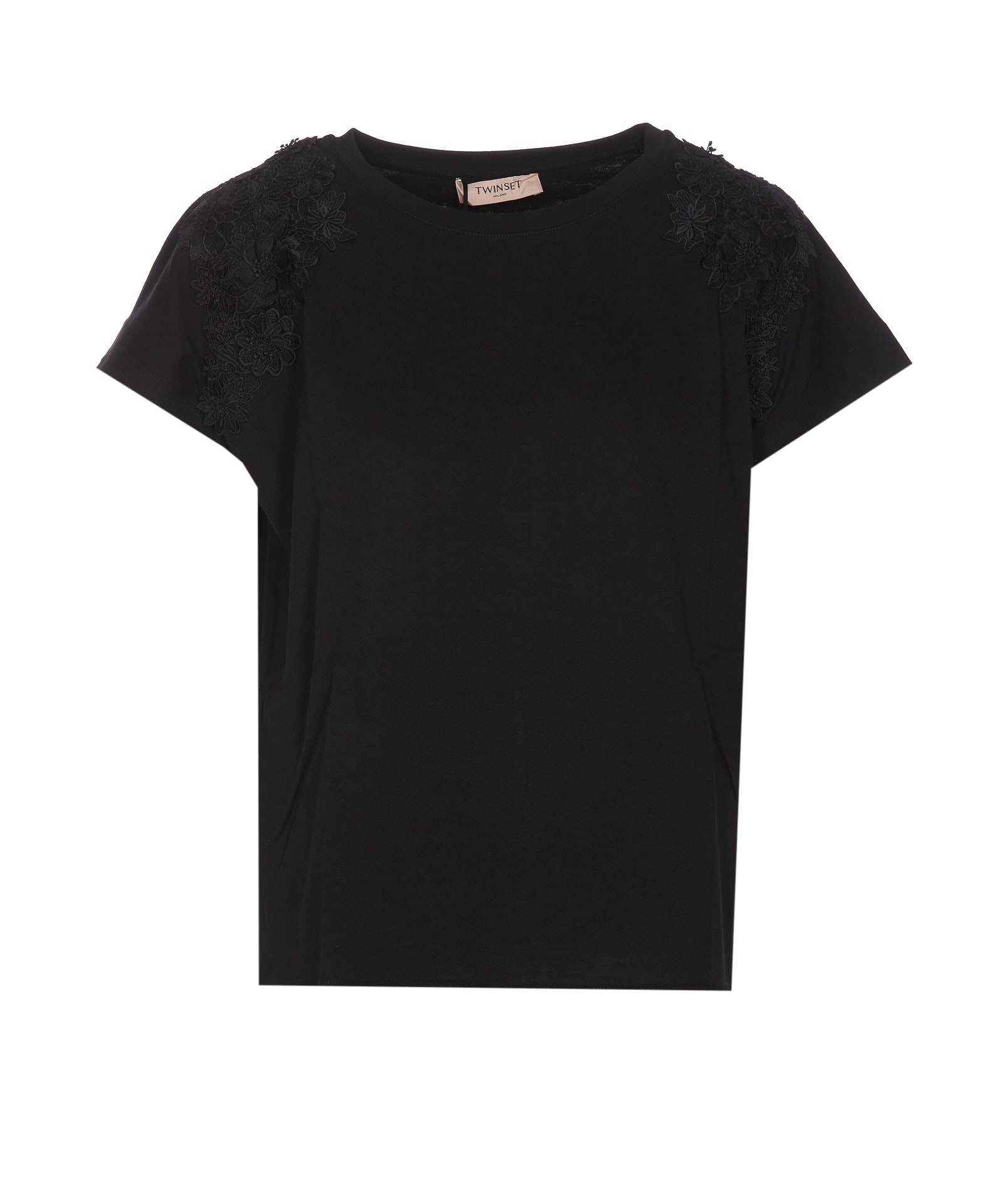 TWINSET T-SHIRT WITH LACE DETAILS