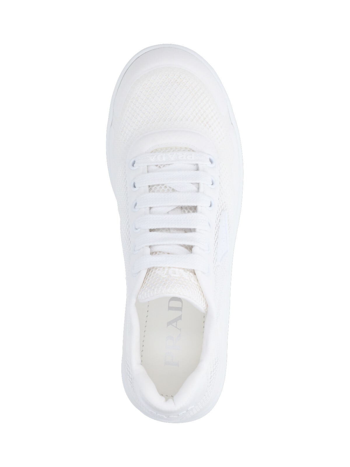 Prada Wavy Triangle Logo Low-top Sneakers In White