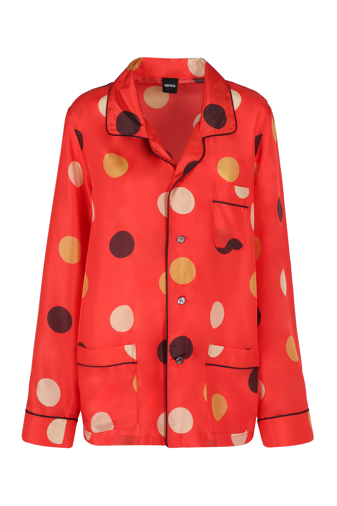 Aspesi Dot-print Silk Shirt In Red