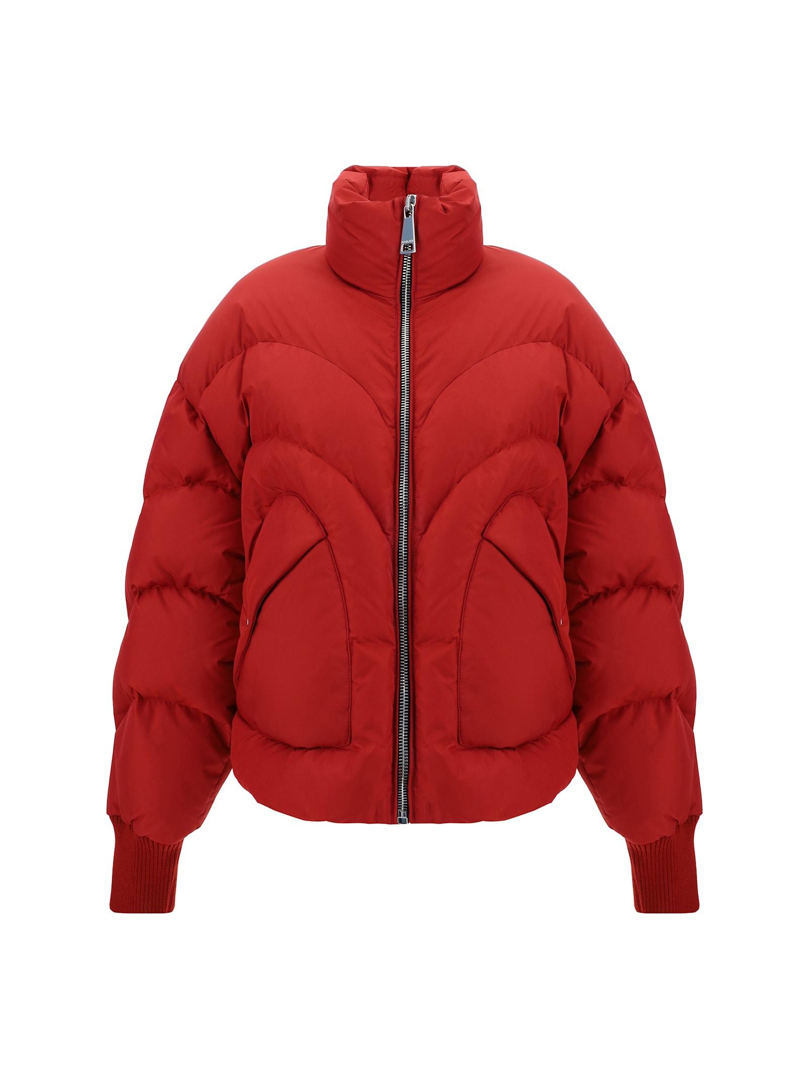 Khrisjoy Corazon Heart-shaped Pockets Puffer Jacket In Ruby Red