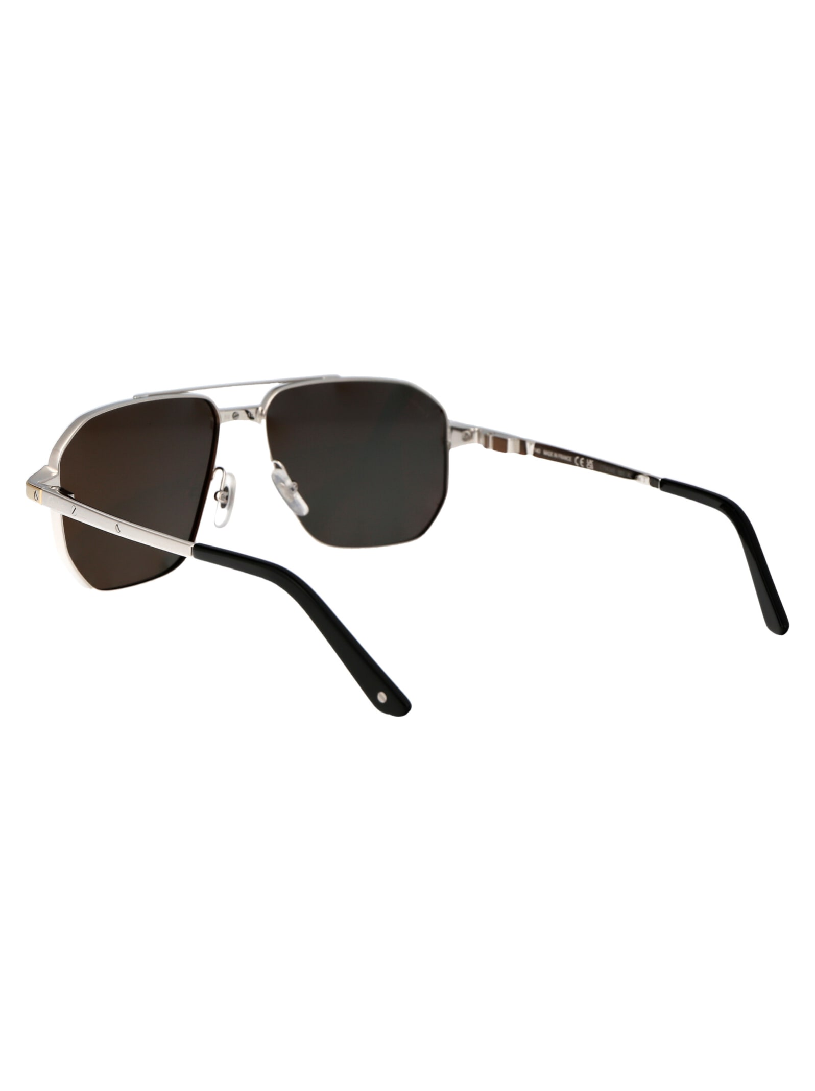 Shop Cartier Ct0424s Sunglasses In 001 Silver Silver Smoke