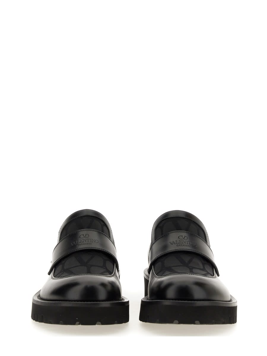 Shop Valentino Moccasin Toile Iconographe In Black