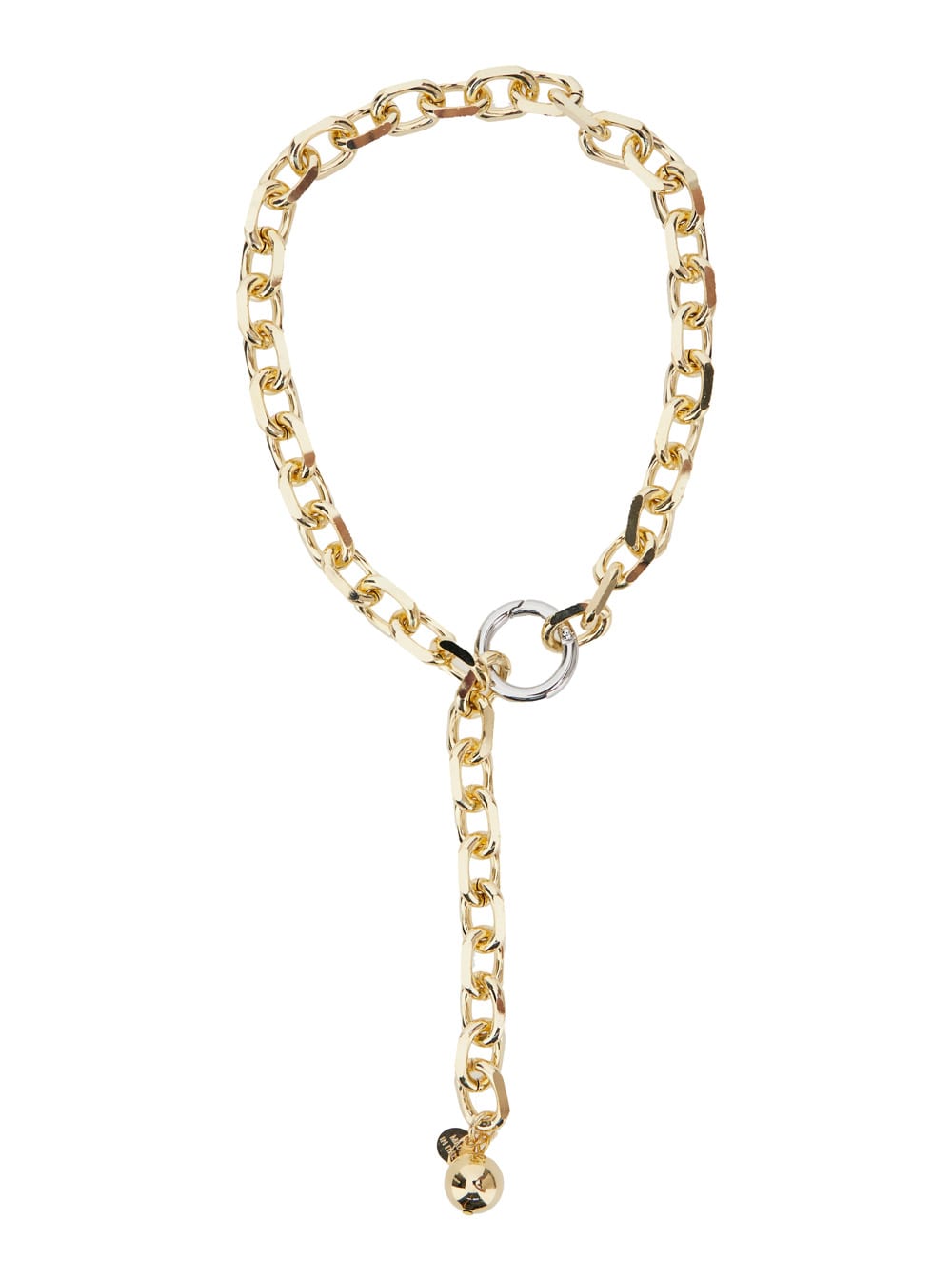Metallic Chain Necklace With Ring Detail In Metal Woman