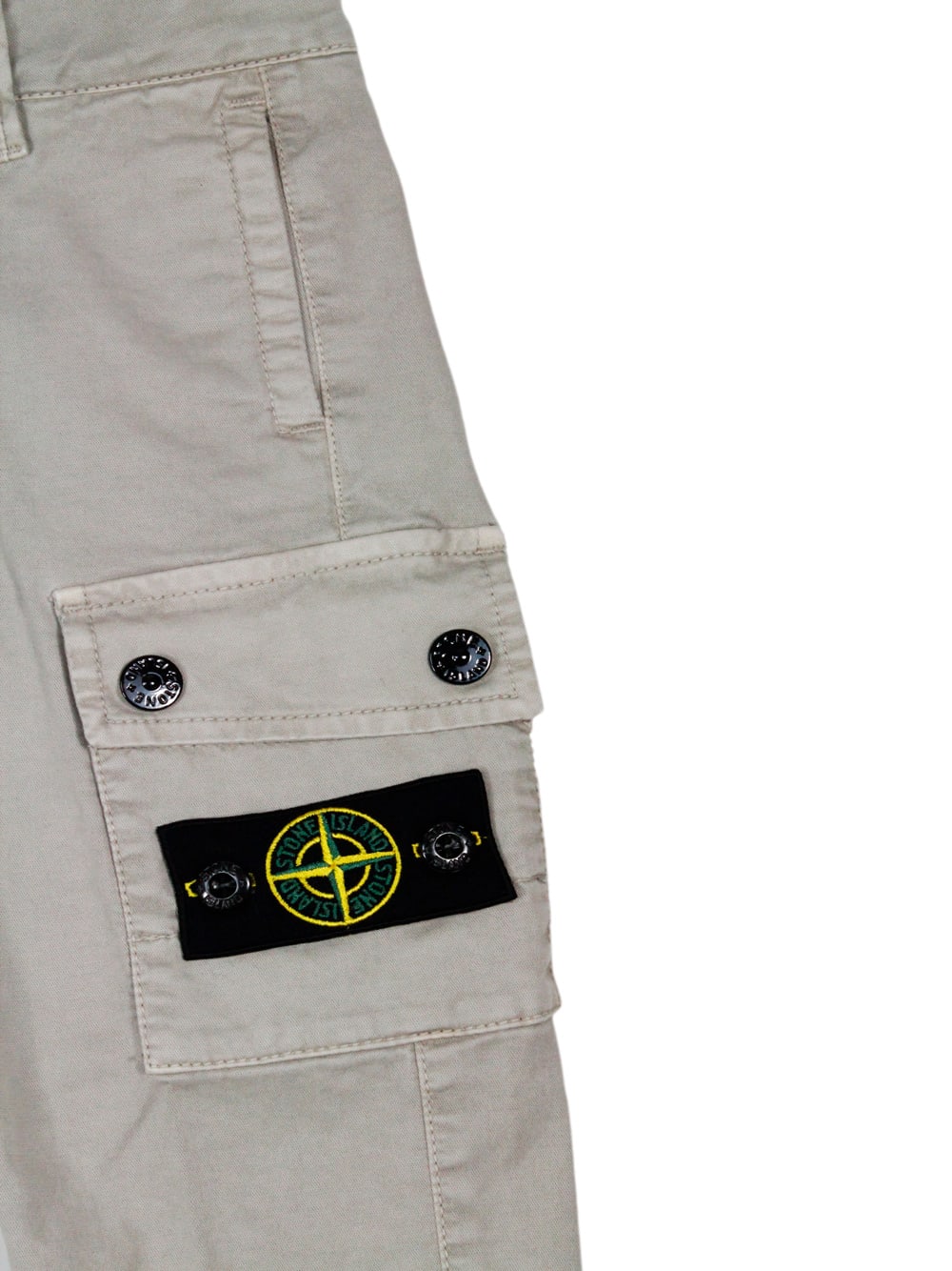 Stone Island Cargo Trousers With Leg Pockets In Stretch Cotton With Badge On The Left Pocket In Grey